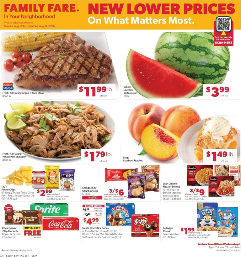 Current Family Fare leaflet valid from Sunday 08/02/2026 to Saturday 08/08/2026