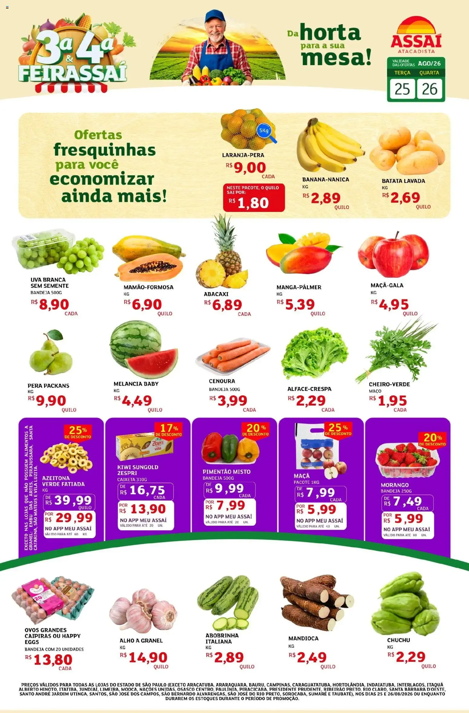 Encarte de Assaí Atacadista - 3a & 4a Feirassaí: Ofertas de Hortifruti 25 de agosto até 26 de agosto 2026 - Pagina 1