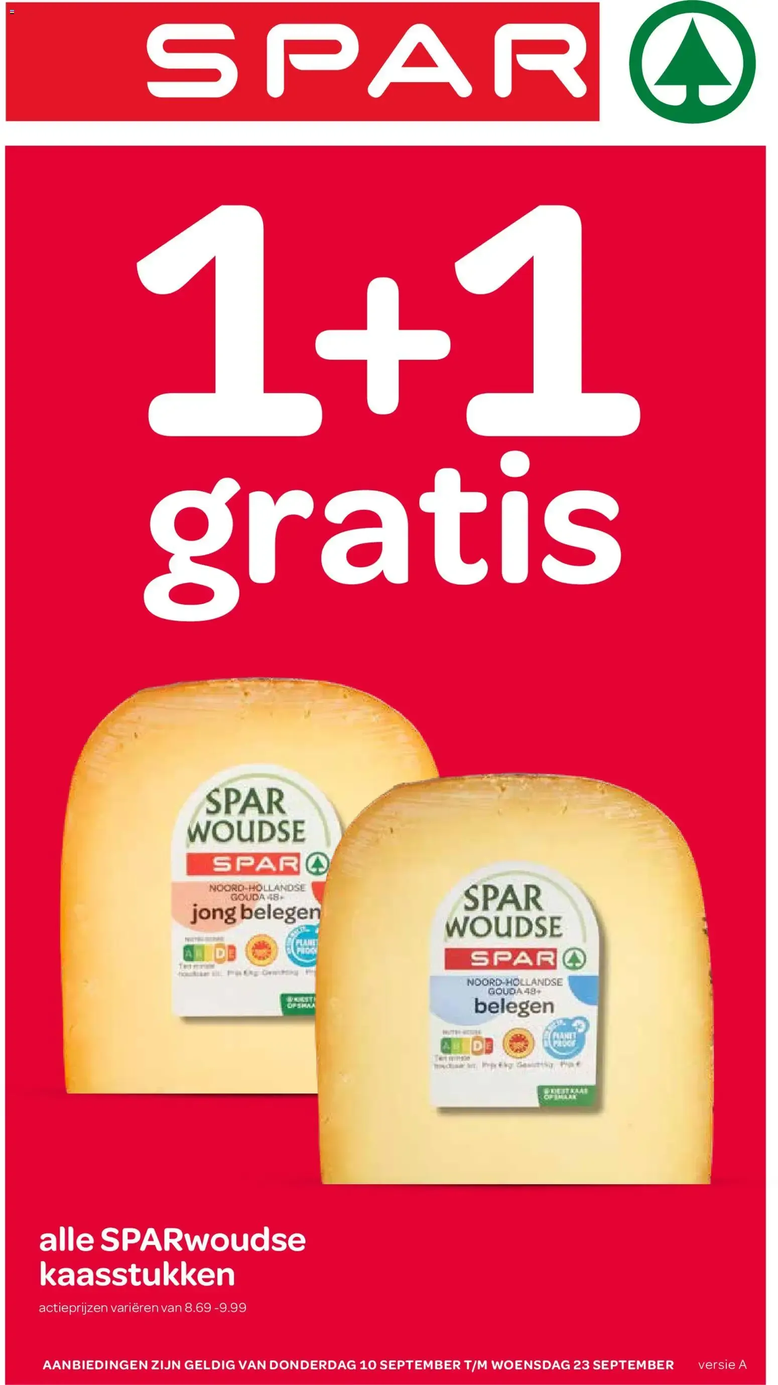 SPAR: 1+1 gratis en quesos SPARwoudse van 10 september tot 23 september 2026 - Folder pagina 1