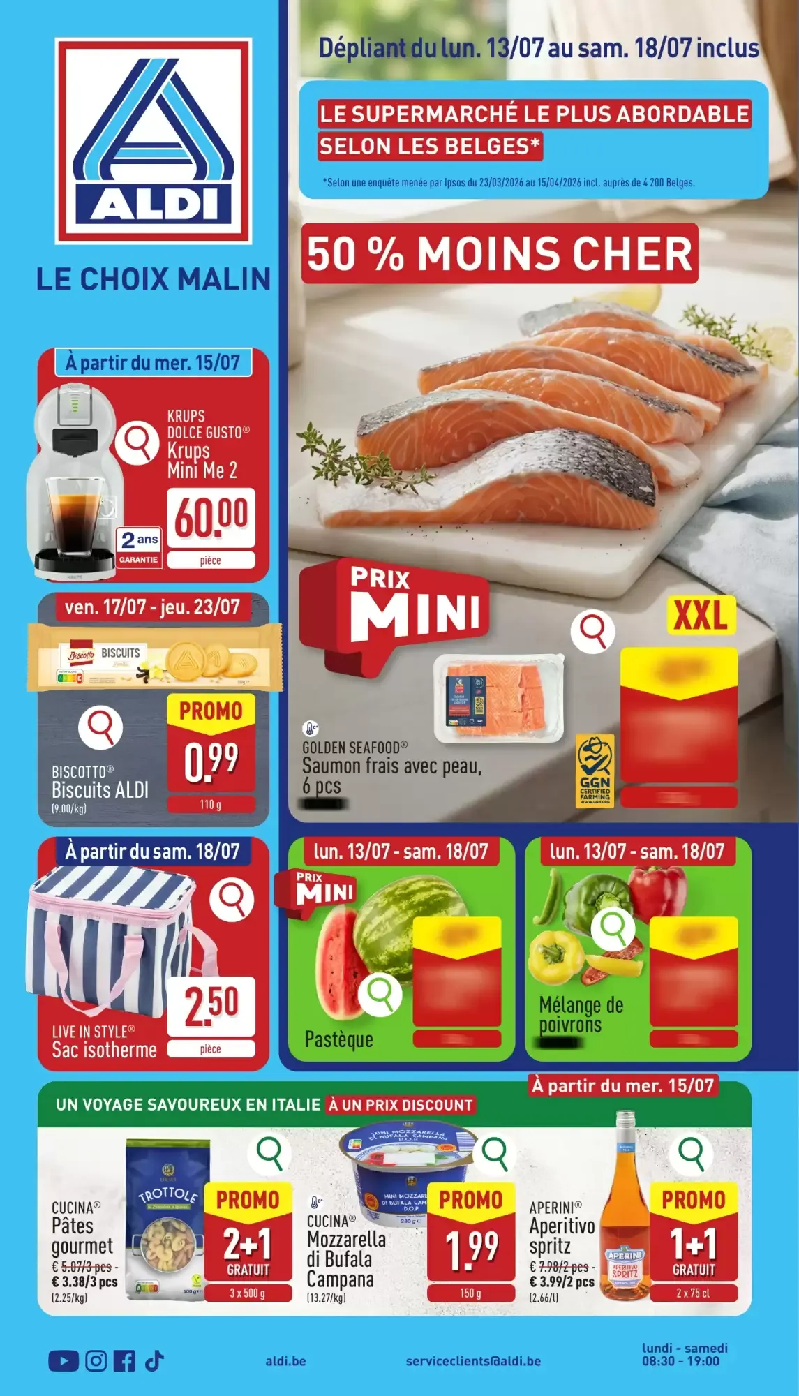 ALDI Dépliant du 13/07 au 18/07 van 13 juli tot 18 juli 2026 - folder pagina 1