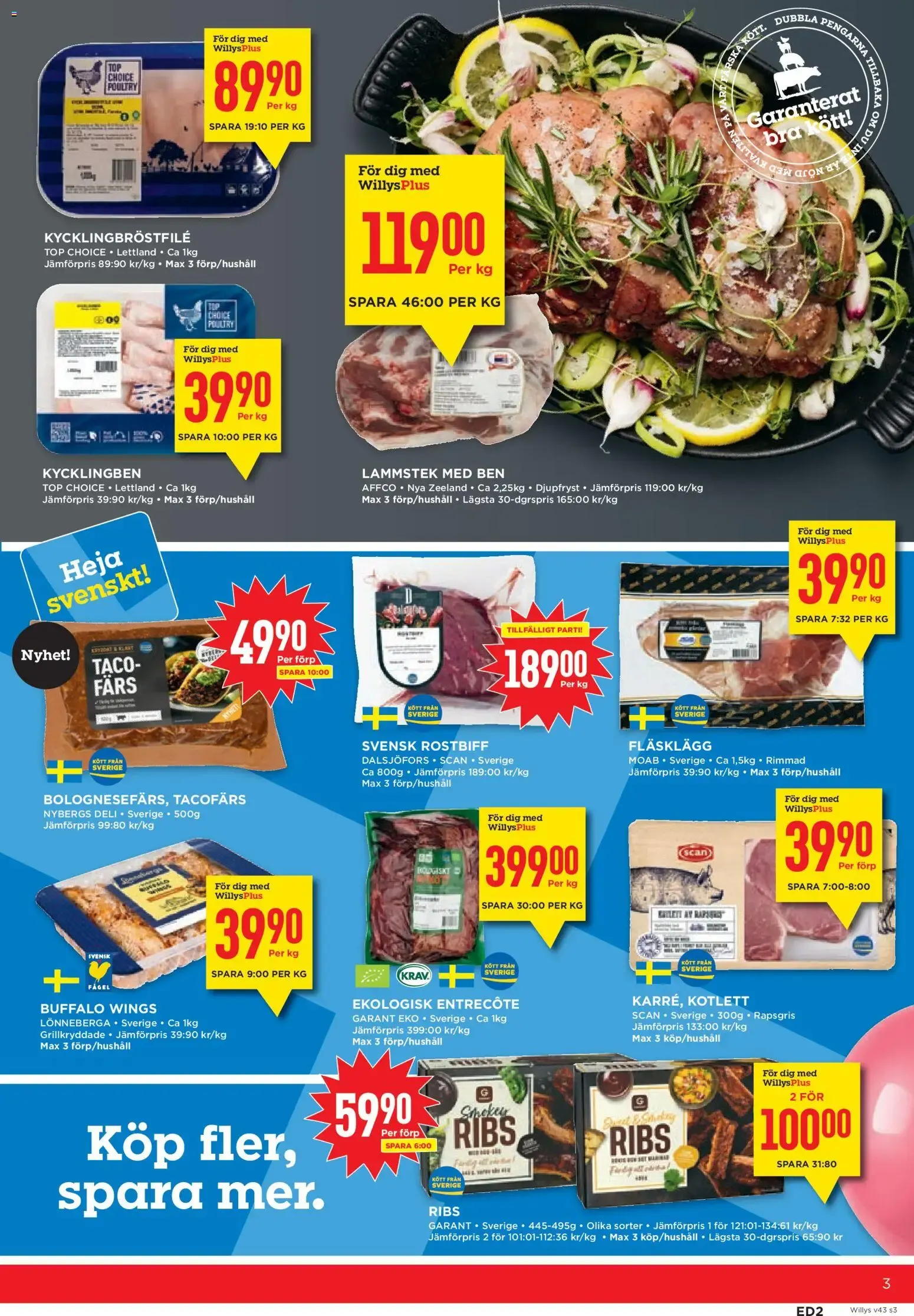 Willys erbjudanden från 19/10/2026 - 25/10/2026 > Reklamblad nuvarande rabatter från 19 oktober till 25 oktober 2026 - Reklamblad sidor 3
