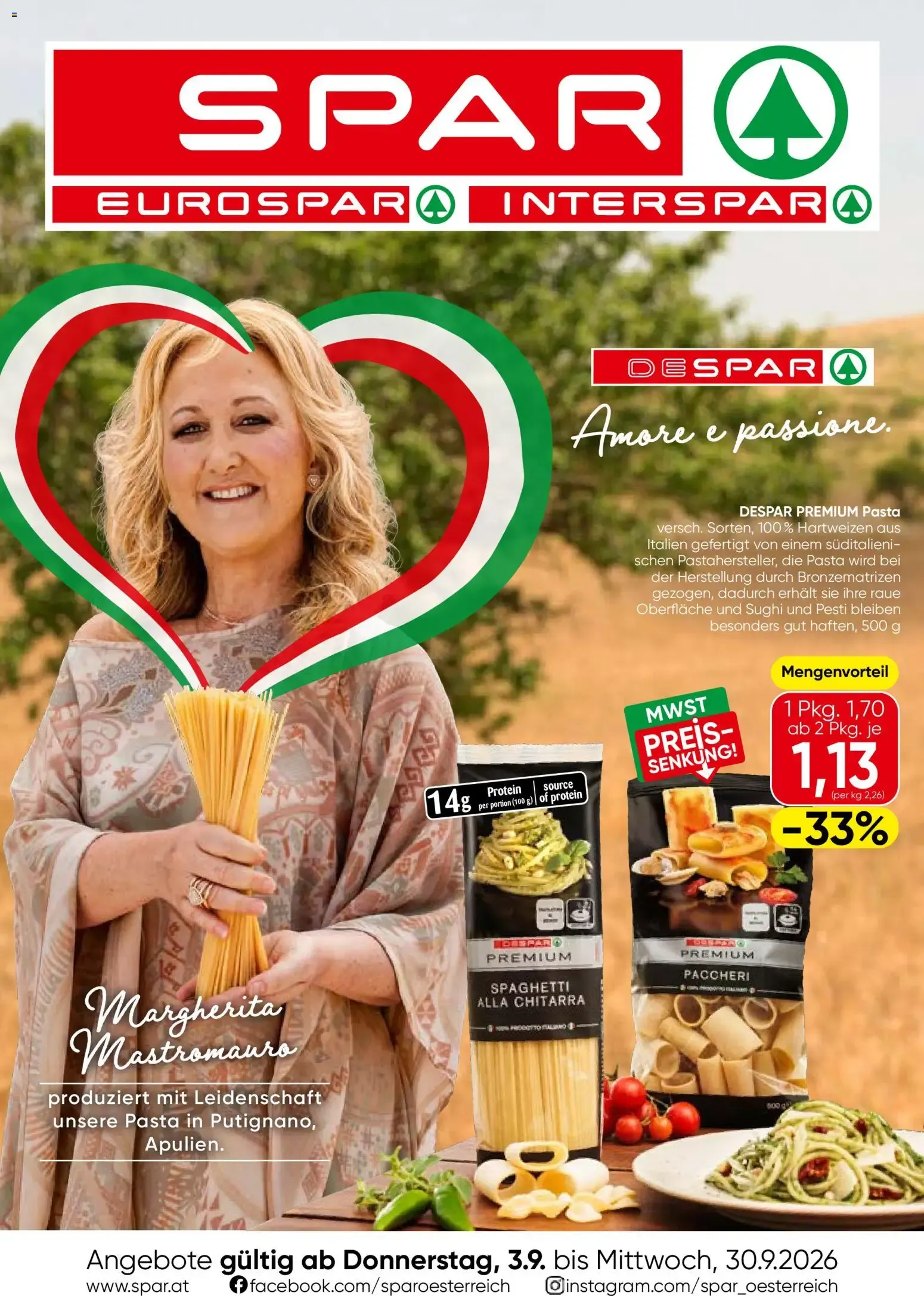 Spar Italien (03.09.2026) - Angebote und Prospekt von 3. September bis 30. September 2026 - Flugblätt seite  1