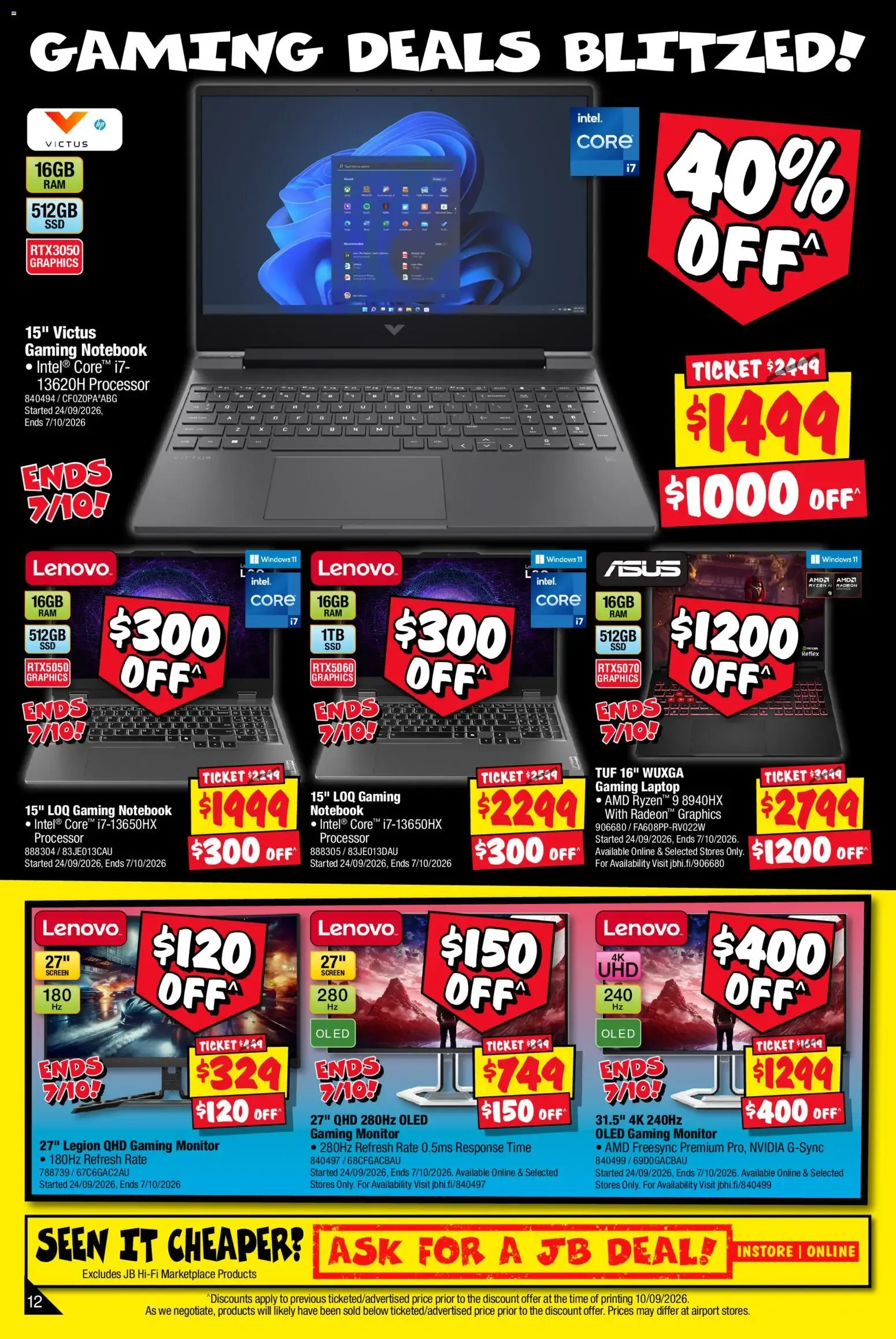 JB Hi-Fi catalogue Mega Gaming Sale - 24/09/2026 > weekly / monthly specials - Catalogue valid from 24 September to 11 October 2026 - page 12