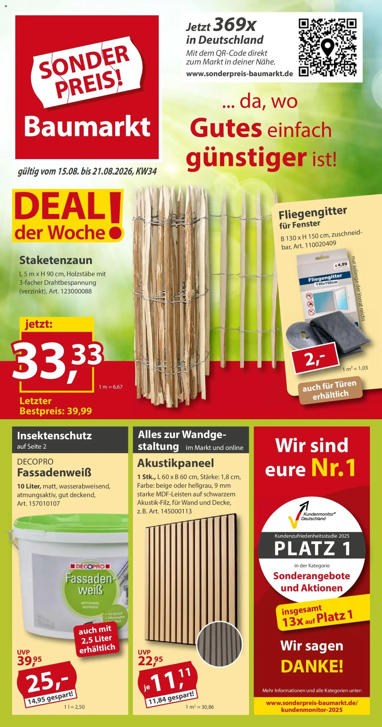 Sonderpreis Baumarkt Prospekt (ab 15.08.2026) zum Blättern von 15. August bis 21. August 2026 - Prospekt seite 1
