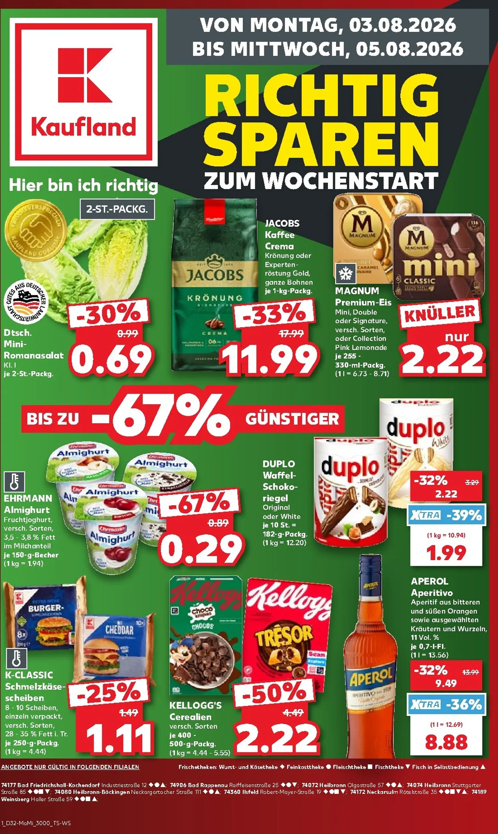 Kaufland - Richtig Sparen Prospekt nächste Woche – von Montag 03.08.2026 bis Mittwoch 05.08.2026 von 3. August bis 5. August 2026 - Prospekt seite 1
