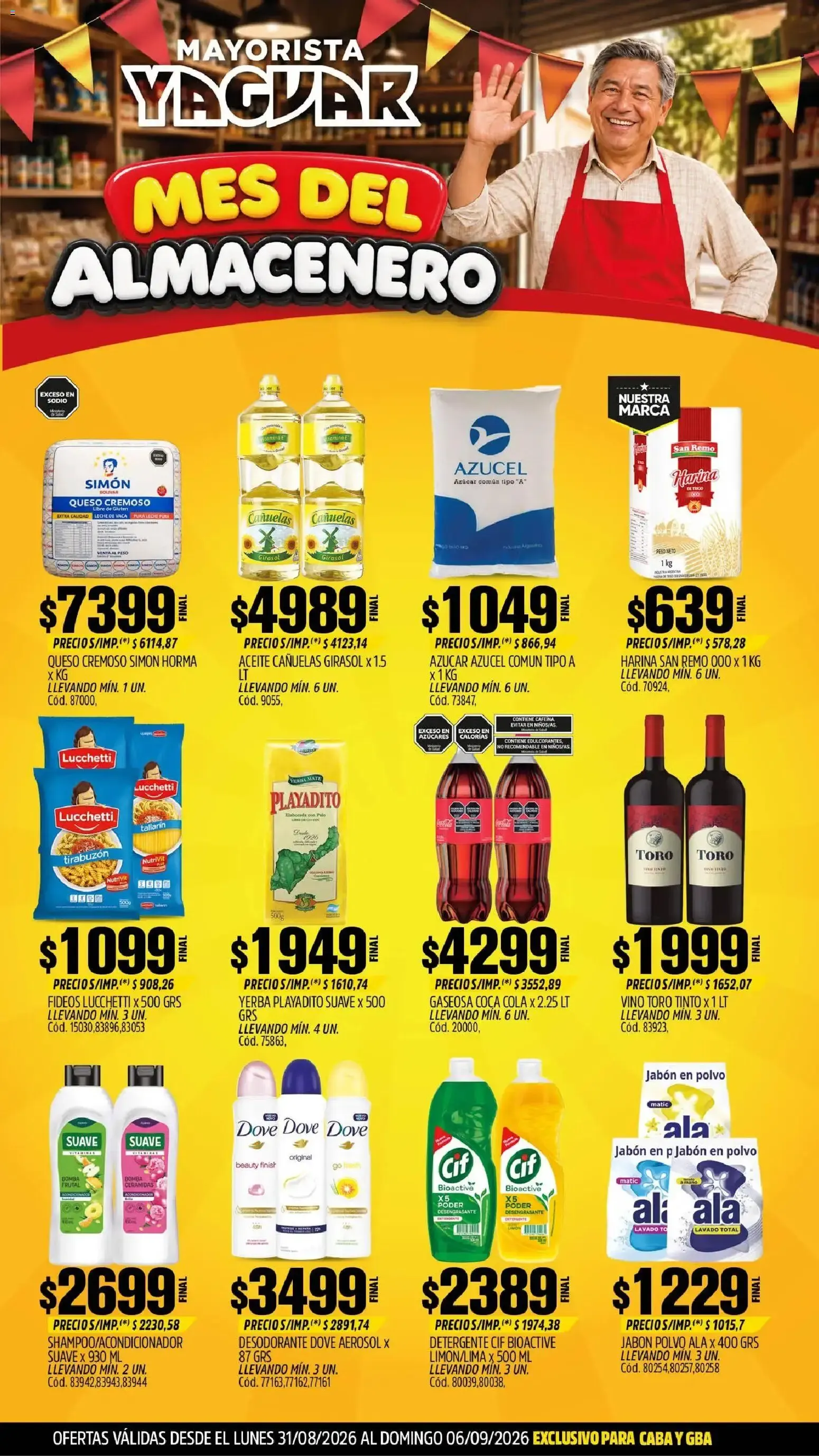 Ofertas de MAYORISTA YAGUAR MES DEL ALMACENERO 31 de agosto al 6 de septiembre 2026 - Página 1 del catálogo