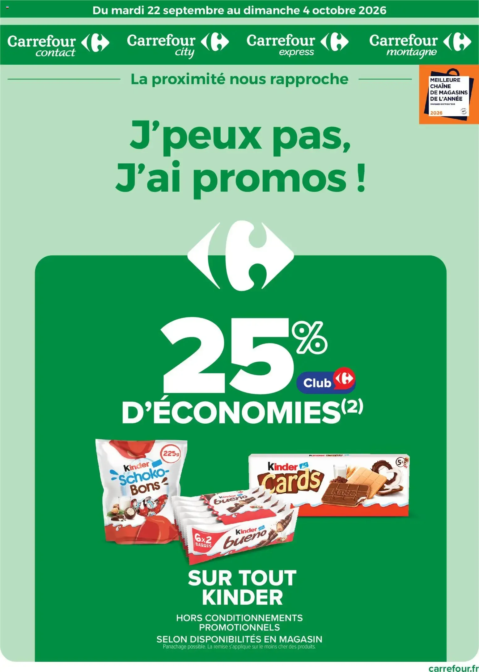 Carrefour: 25% de ahorro en productos Kinder du 22 septembre au 4 octobre 2026 - Catalogue page 1