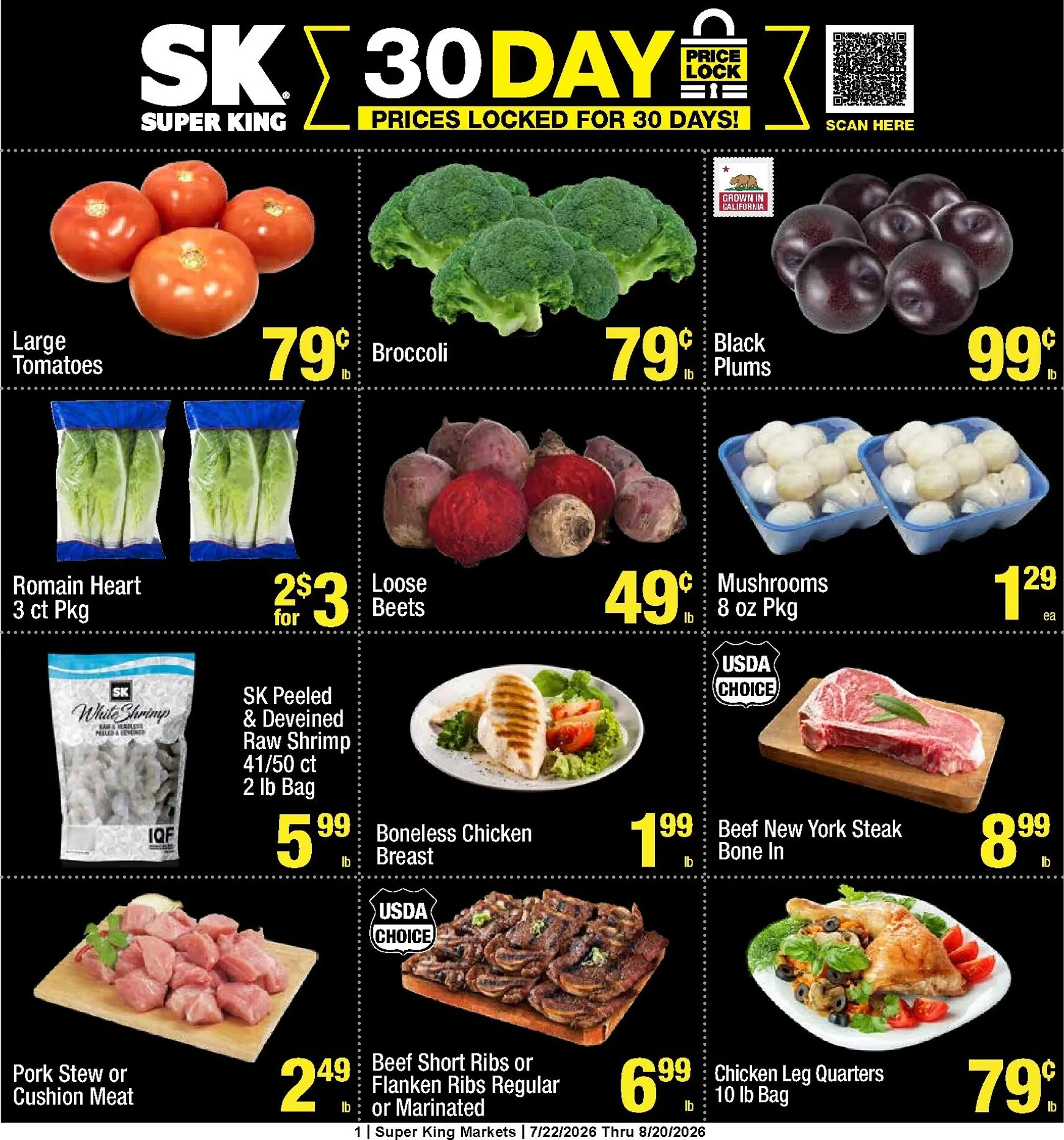 Current Super King - 30-Day Prices leaflet valid from Wednesday 06/24/2026 to Thursday 07/30/2026