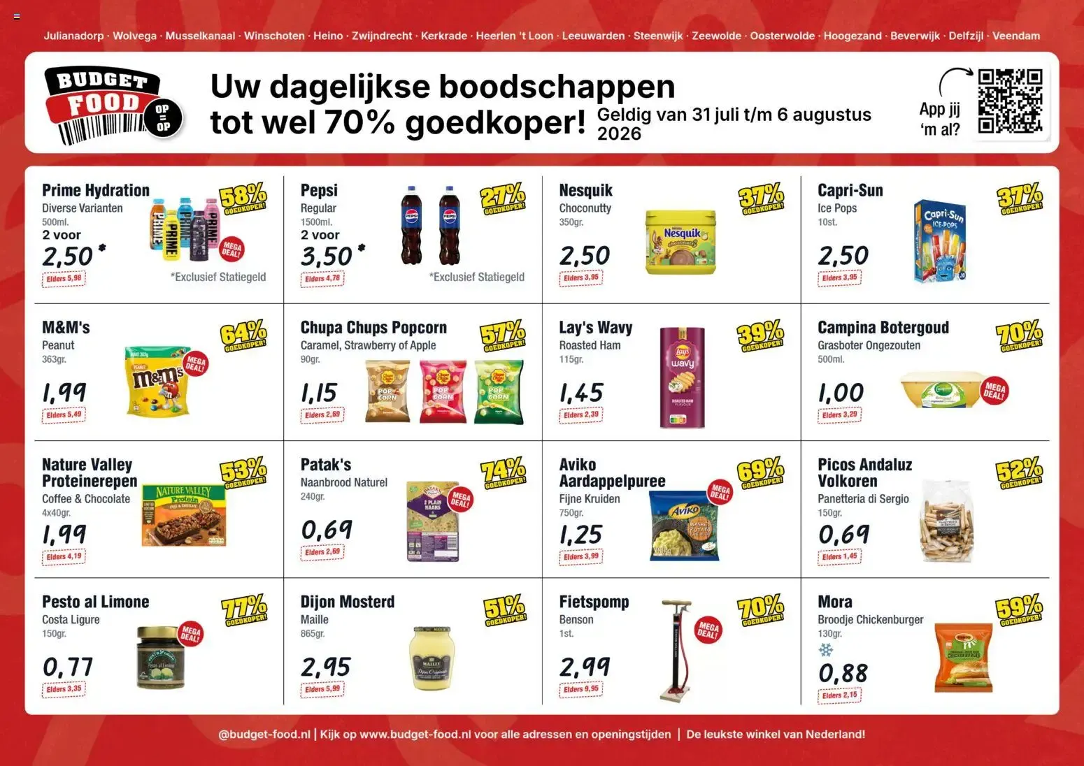 Budget Food - Uw dagelijkse boodschappen tot wel 70% goedkoper! van 31 juli tot 6 augustus 2026 - Folder pagina 1