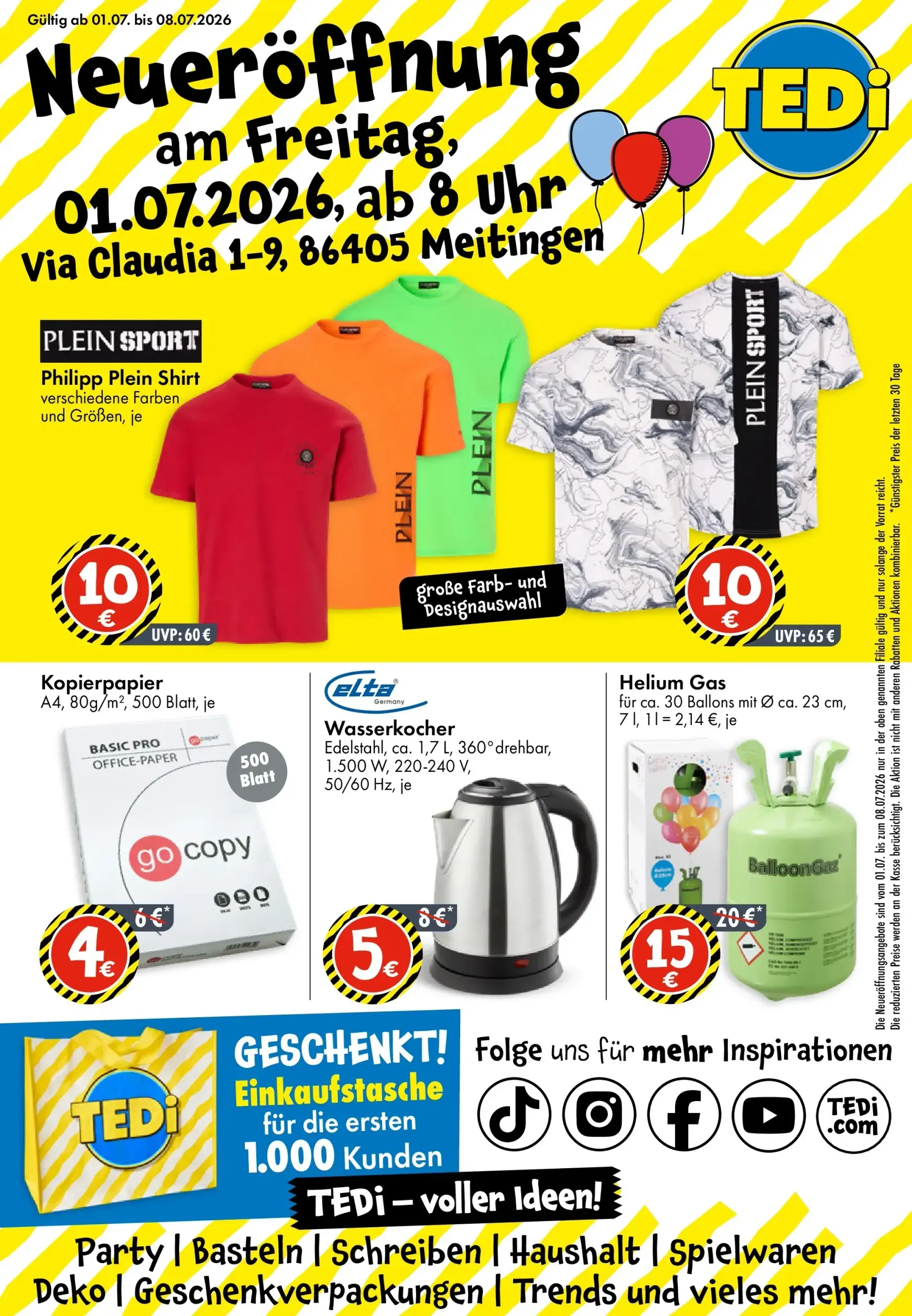 TEDi - Neueröffnung Meitingen Prospekt nächste Woche – von Mittwoch 01.07.2026 bis Mittwoch 08.07.2026 von 1. Juli bis 8. Juli 2026 - Prospekt seite 1
