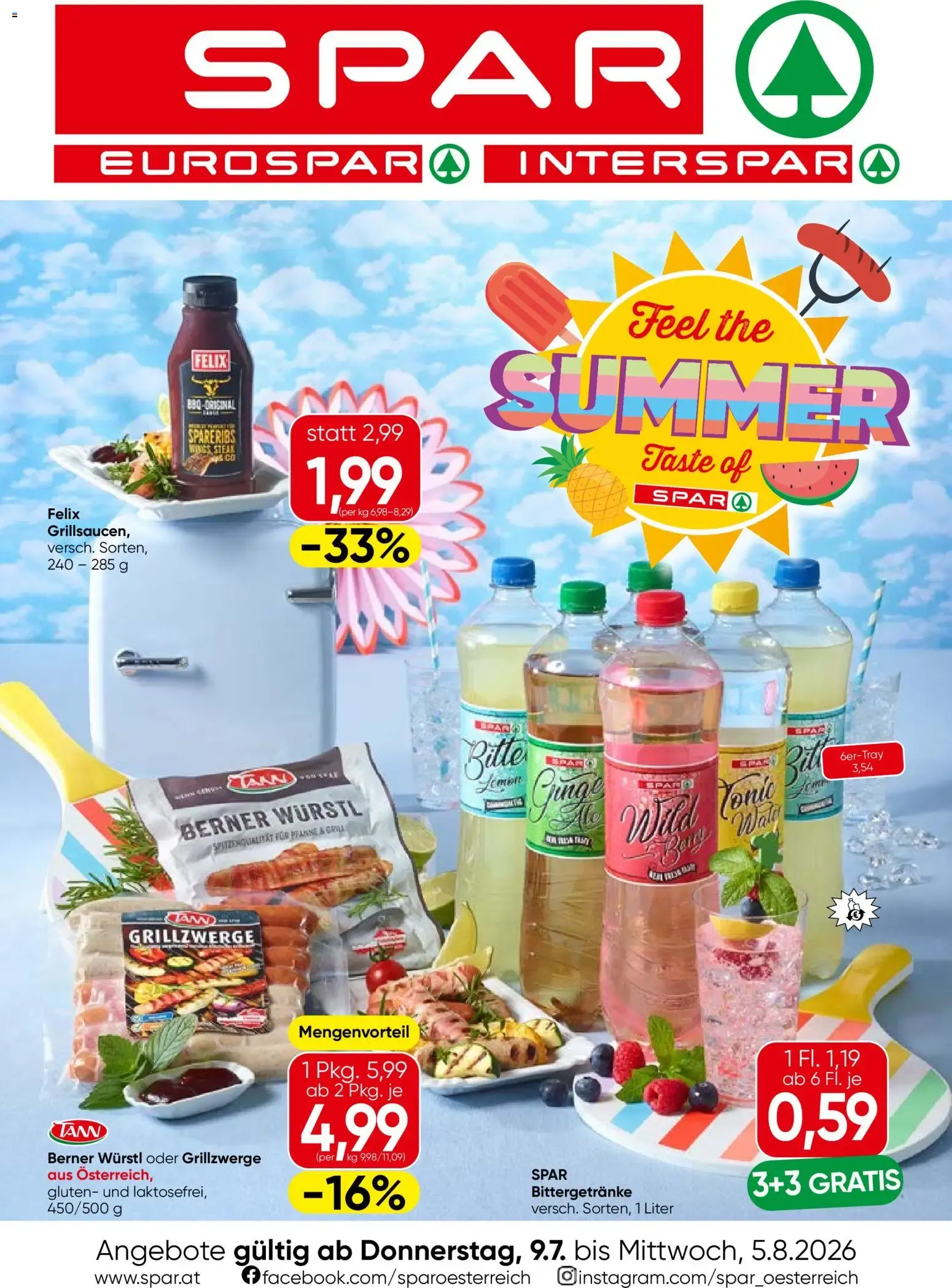 Spar Feel the Summer (09.07.2026) - Angebote und Prospekt von 9. Juli bis 5. August 2026 - Flugblätt seite 1