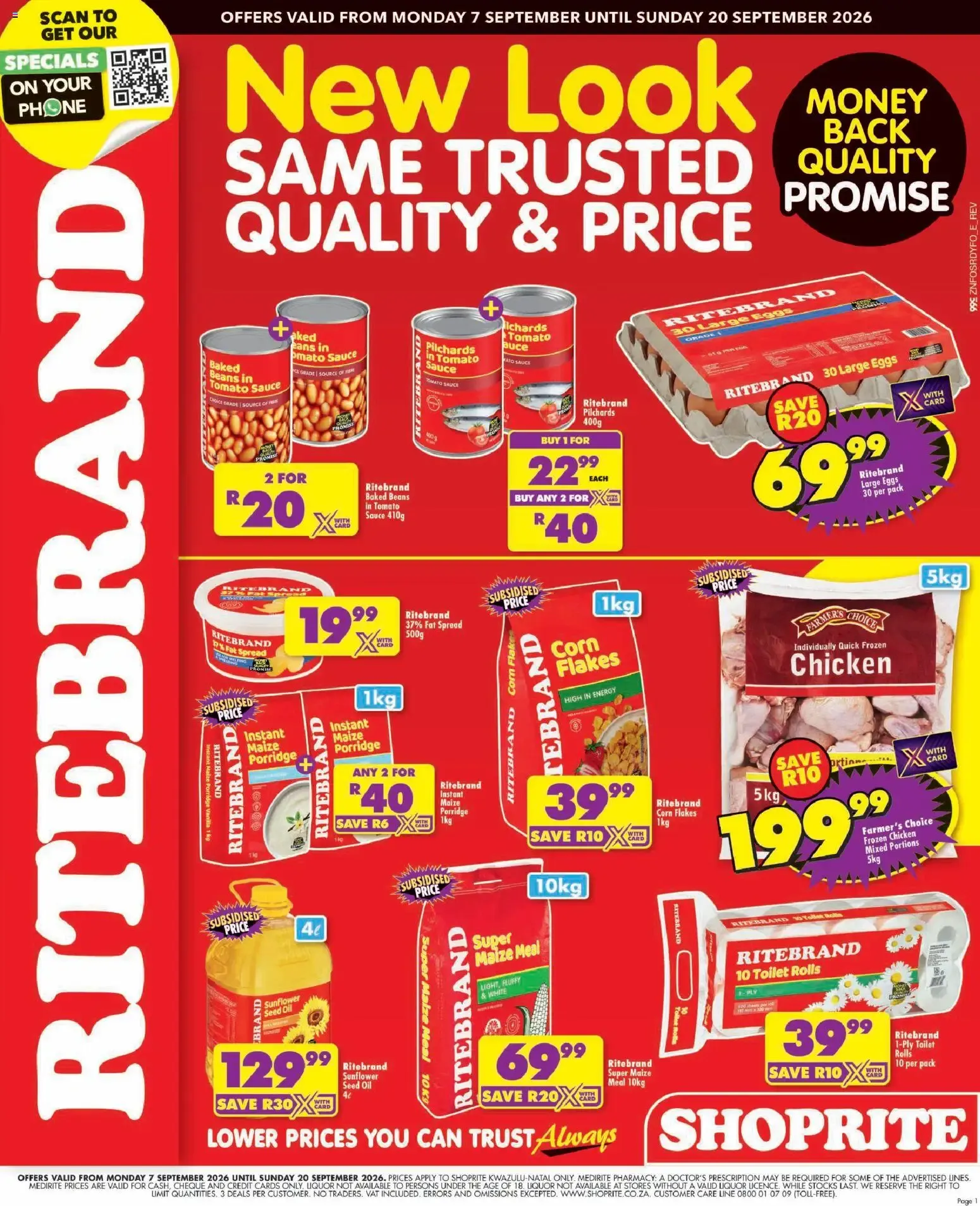 Shoprite: New Look, Same Trusted Quality & Price from 7 September to 20 September 2026 - Catalogue Page 1