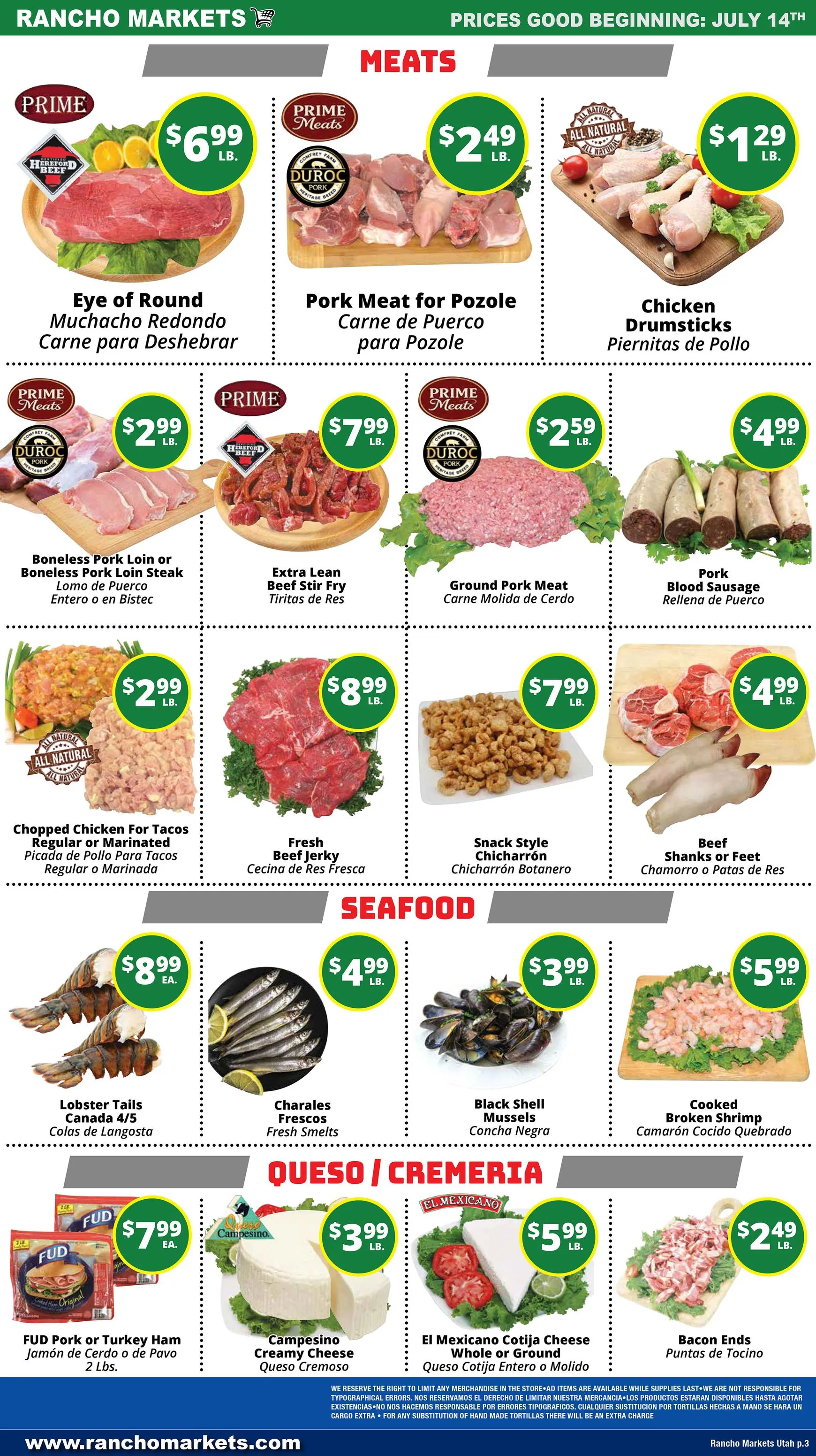 Weekly ad Current Rancho Markets leaflet valid from Tuesday 07/14/2026 to Monday 07/20/2026 from July 14 to July 20 2026 - Page 4