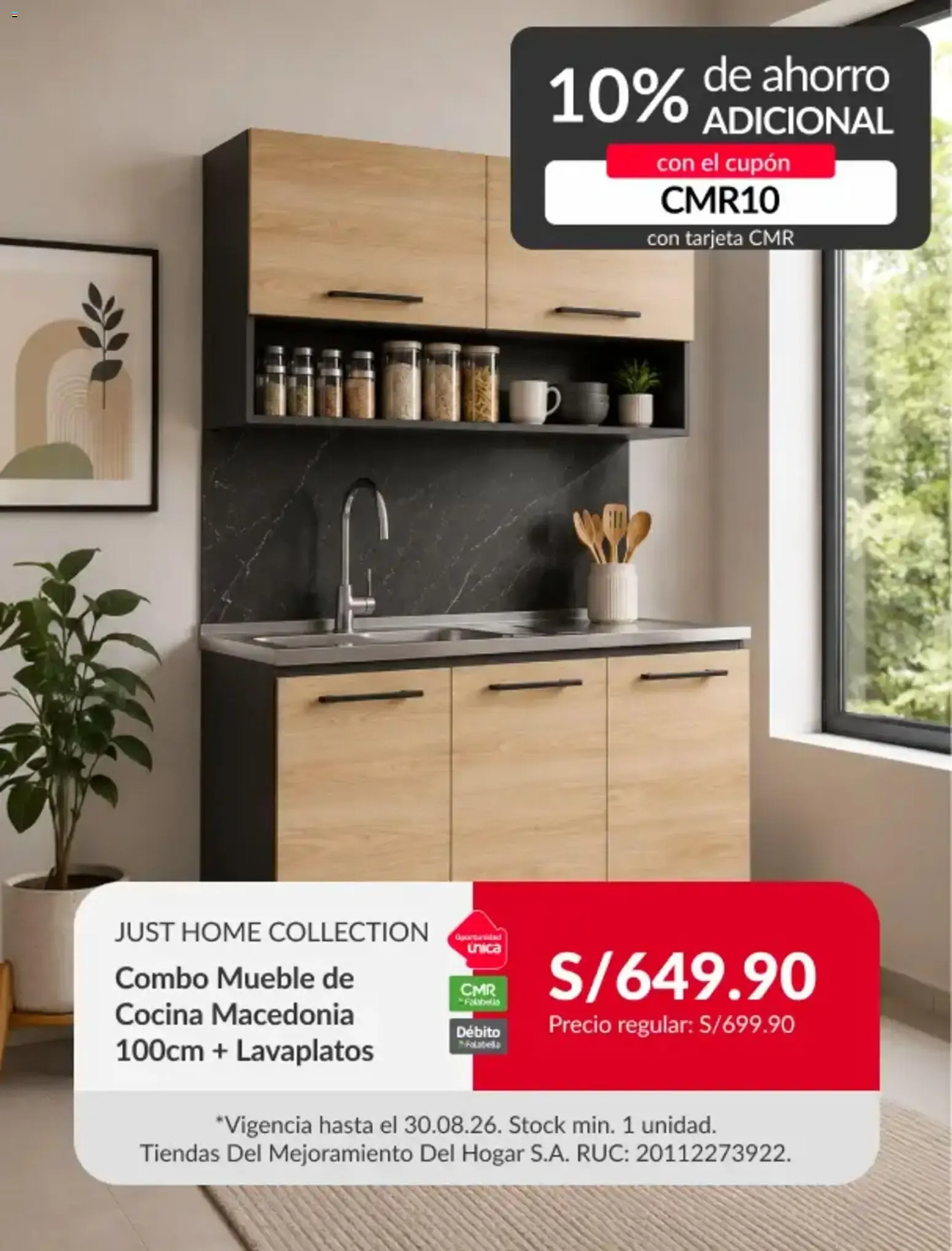 Catalogo de JUST HOME COLLECTION Combo Mueble de Cocina Macedonia 100cm + Lavaplatos 24 de agosto al 30 de agosto 2026 - Pag 1