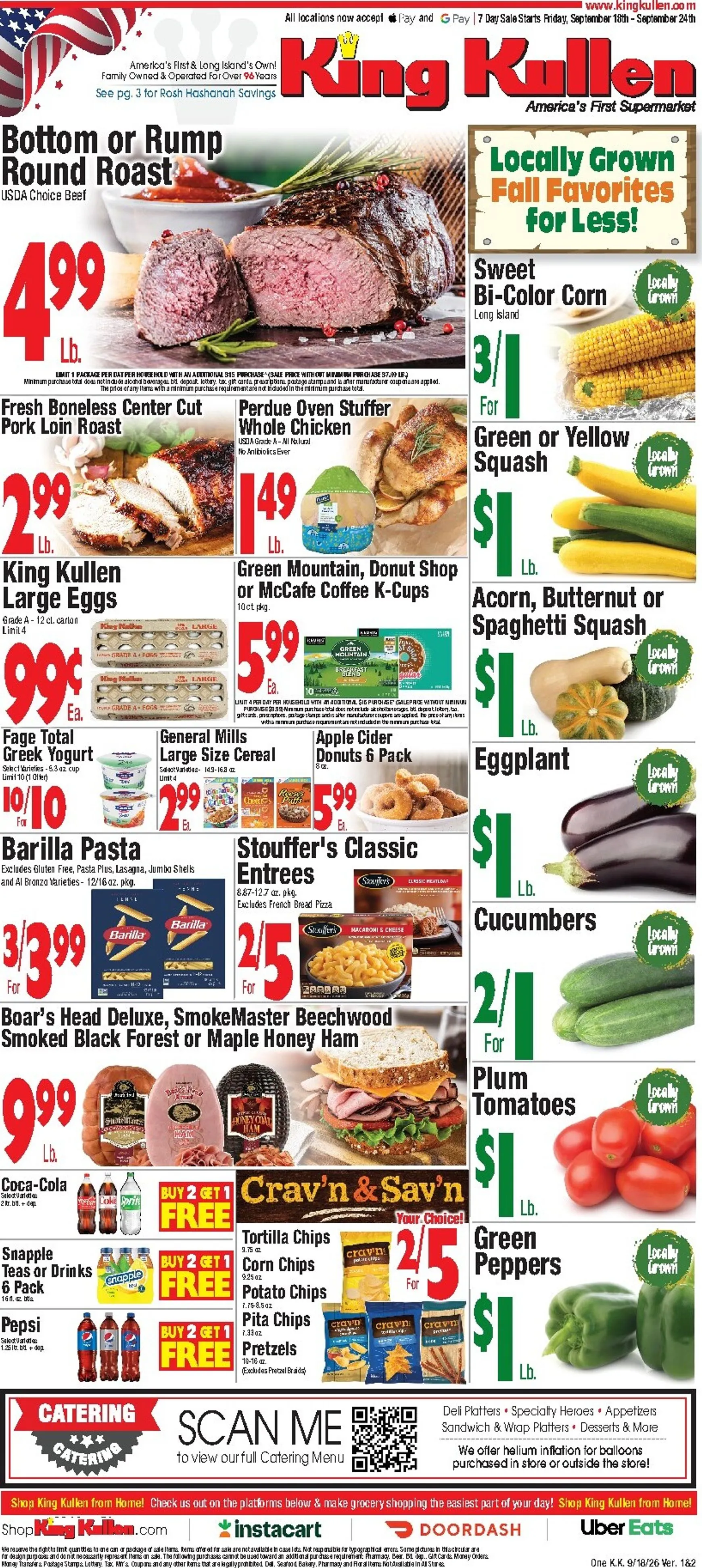 Weekly ad Current King Kullen leaflet valid from Friday 09/18/2026 to Thursday 09/24/2026 from September 18 to September 24 2026 - Page 1