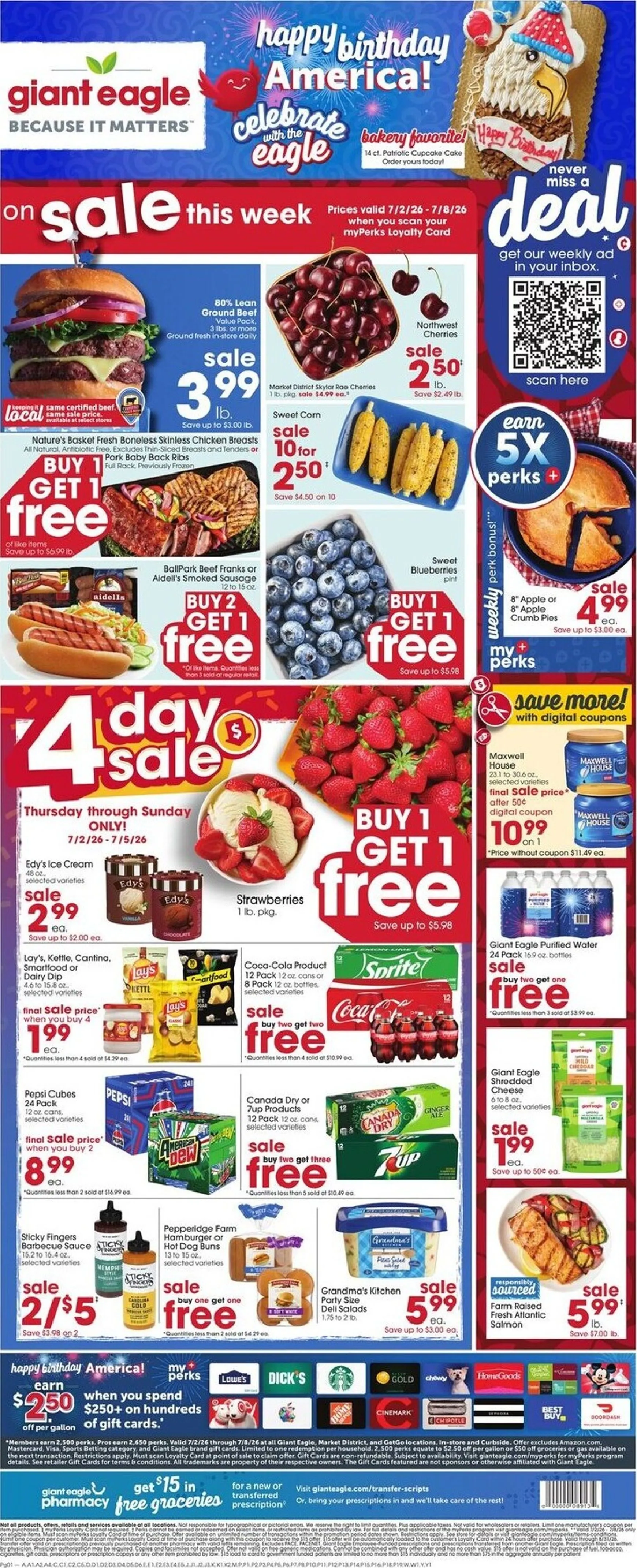 Weekly ad Current Giant Eagle leaflet valid from Thursday 07/02/2026 to Wednesday 07/08/2026 from July 2 to July 8 2026 - Page 1