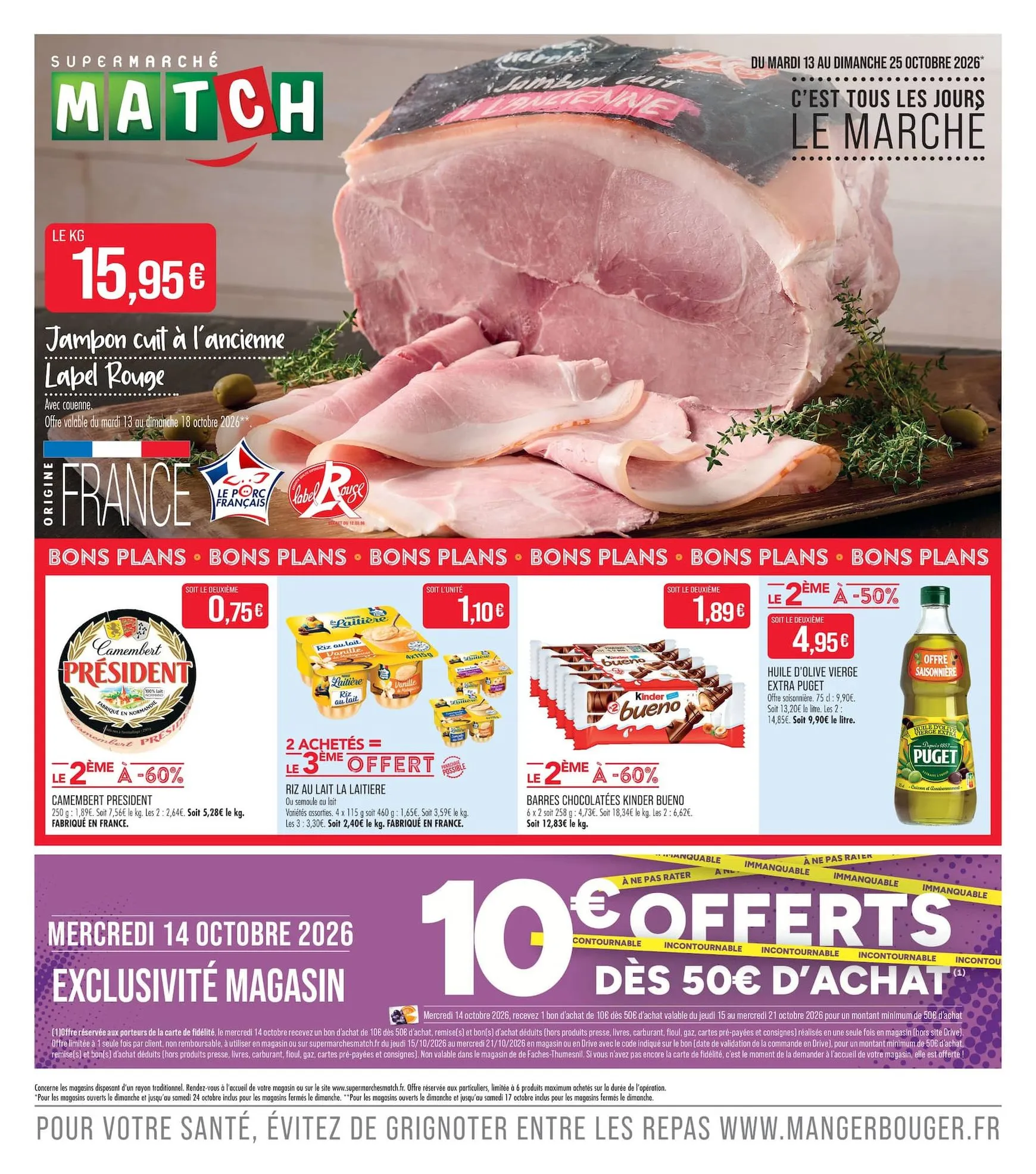 Current Match leaflet valid from du mardi 13/10/2026 to du dimanche 25/10/2026