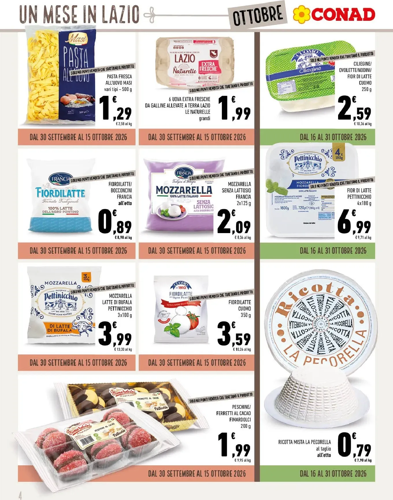 Gli Speciali Conad: Un Mese in Lazio a Tavola da 30 settembre a 31 ottobre di 2026 - Pagina del volantino 4