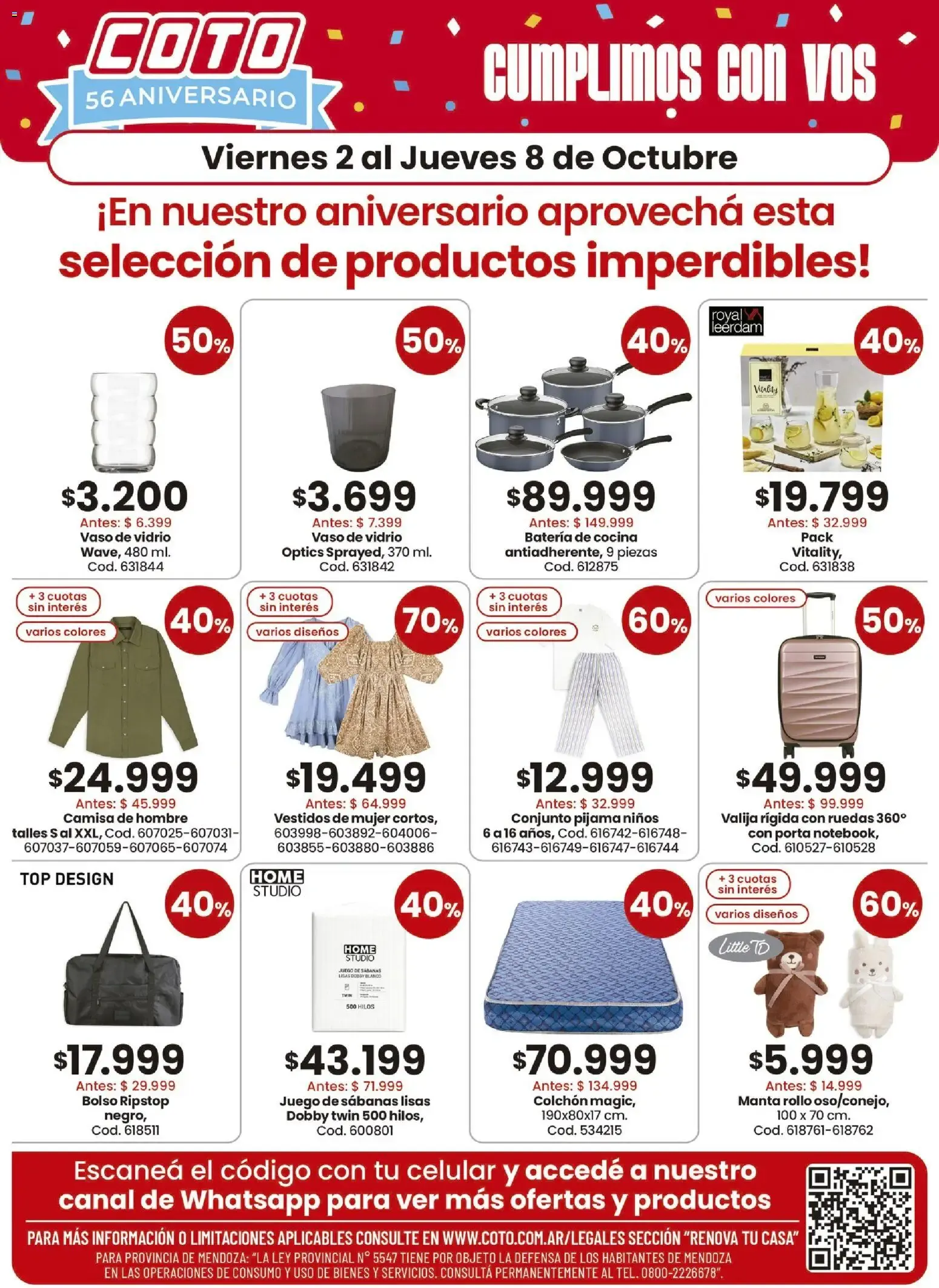 Ofertas de Coto 56 Aniversario: Productos imperdibles 2 de octubre al 8 de octubre 2026 - Página 1 del catálogo