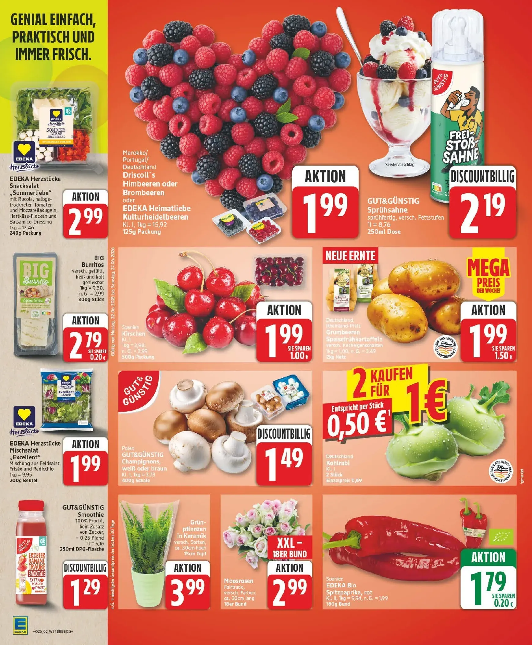 Edeka - Mega Preis der Woche! Prospekt – von Montag 22.06.2026 bis Samstag 27.06.2026 von 22. Juni bis 27. Juni 2026 - Prospekt seite 2