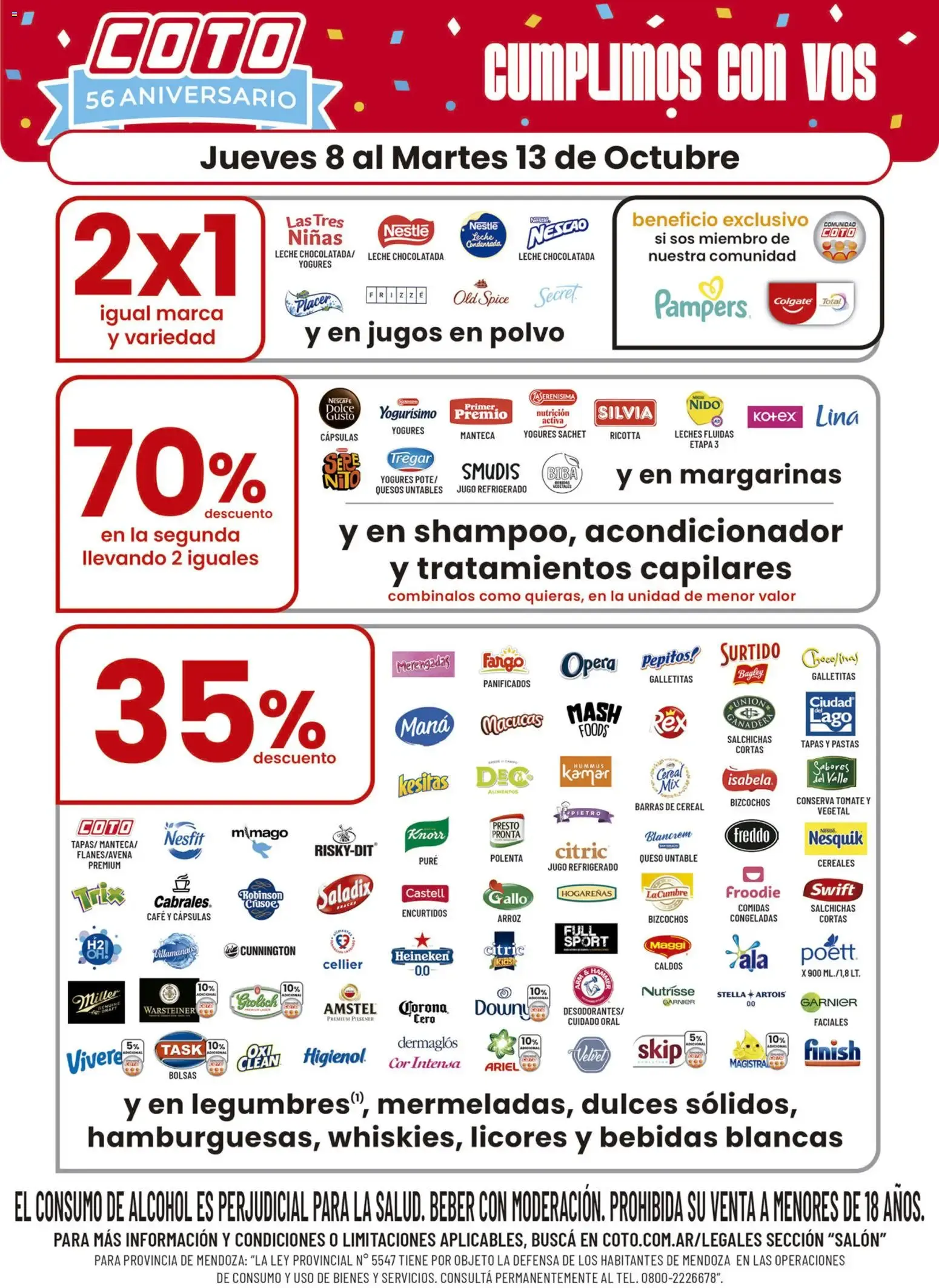Ofertas de Coto - 56 Aniversario - Ofertas del 8 al 13 de Octubre 8 de octubre al 13 de octubre 2026 - Página 1 del catálogo