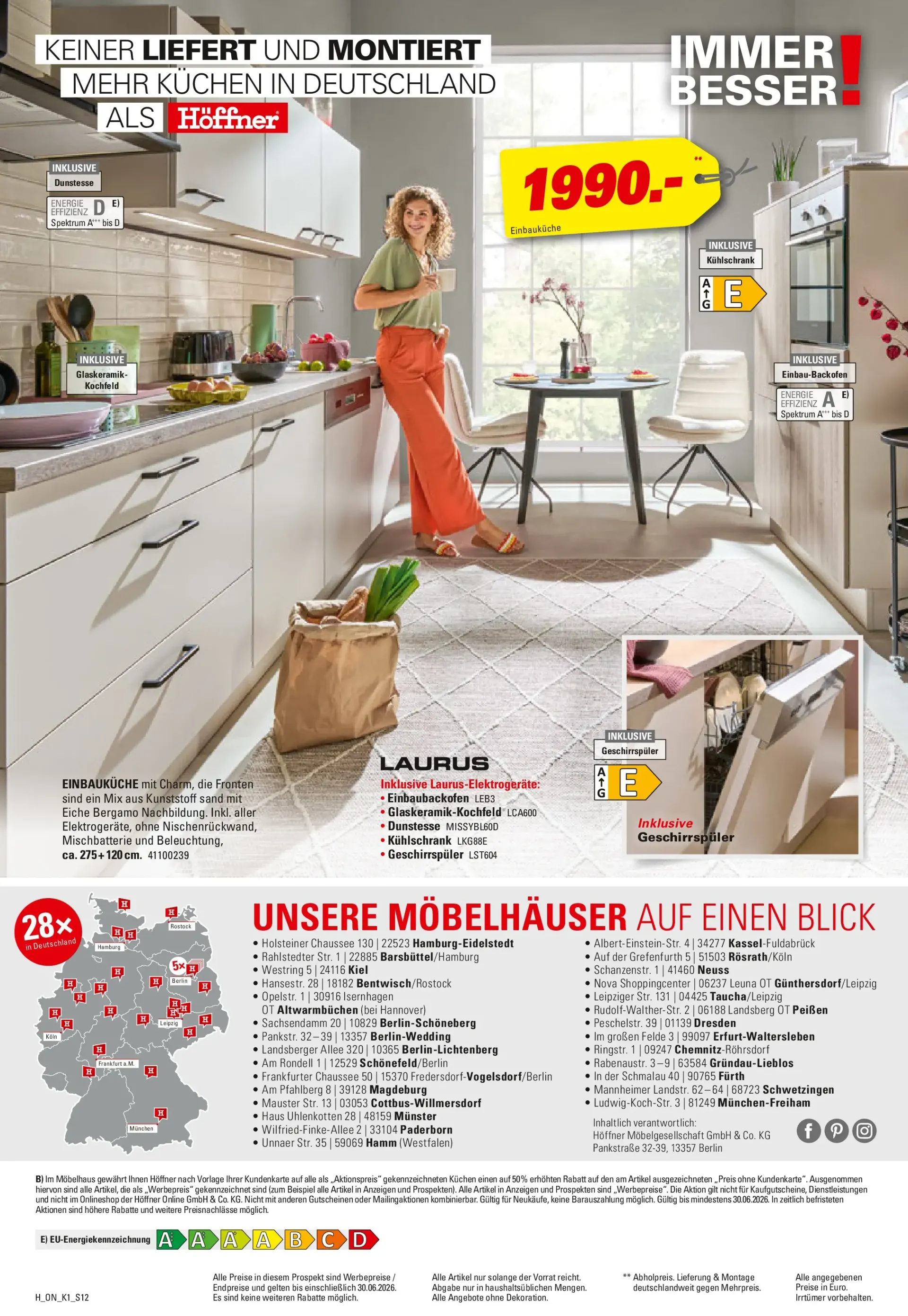 Höffner - Küchentage: 1/2 Preis für frei geplante Küchen + Elektrogerät geschenkt von 6. Mai bis 23. Juni 2026 - Prospekt seite 12