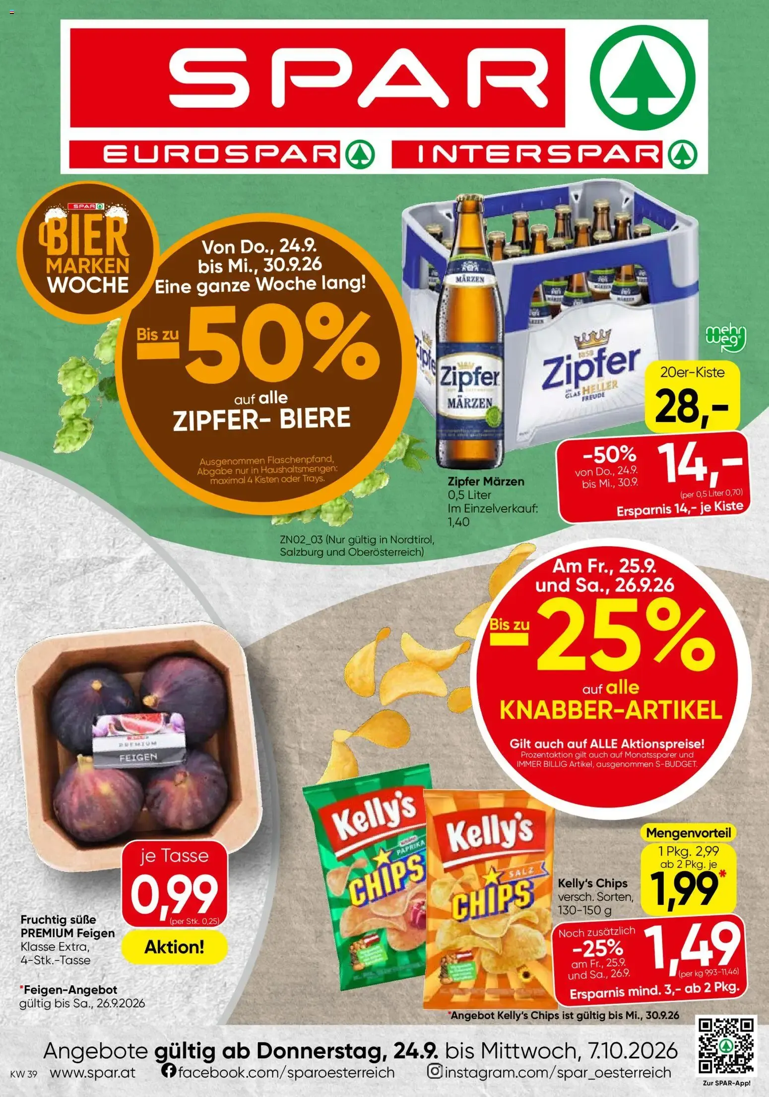 Spar Flugblatt (24.09.2026) - Angebote und Prospekt von 24. September bis 7. Oktober 2026 - Flugblätt seite 1