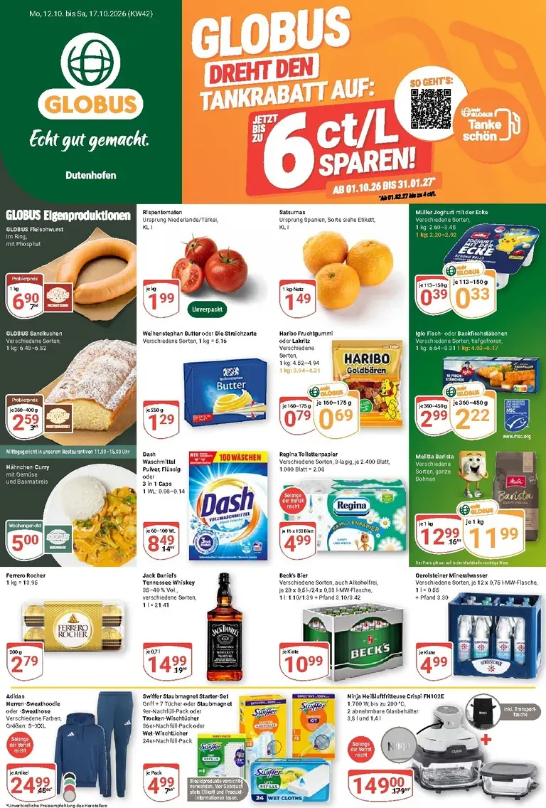 Globus - Dutenhofen Prospekt – von Montag 12.10.2026 bis Samstag 17.10.2026 von 12. Oktober bis 17. Oktober 2026 - Prospekt seite 1
