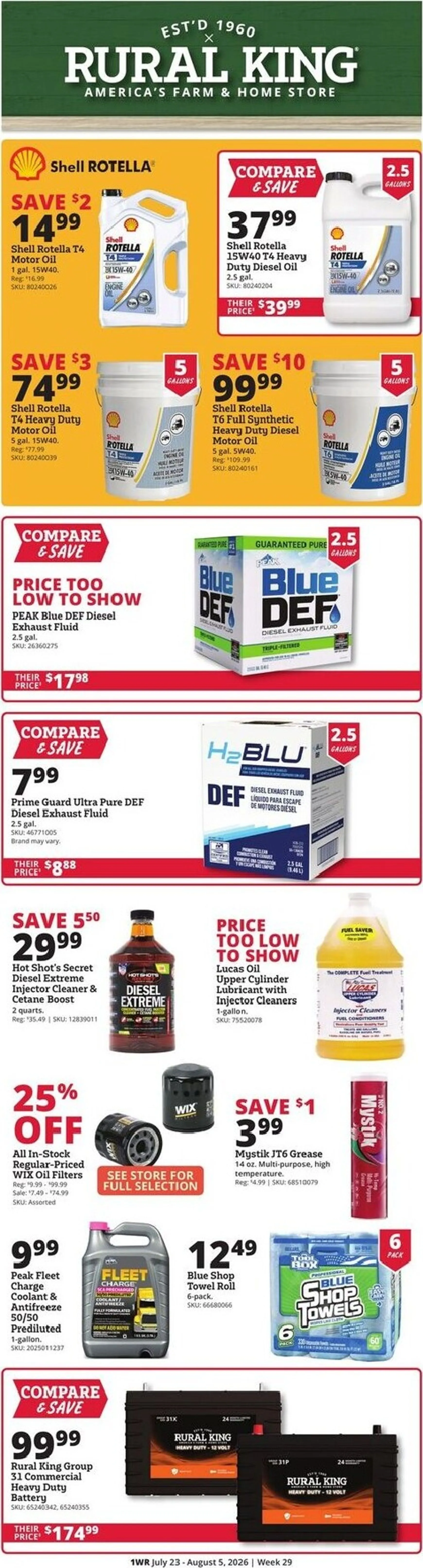 Current Rural King leaflet valid from Thursday 07/23/2026 to Wednesday 08/05/2026
