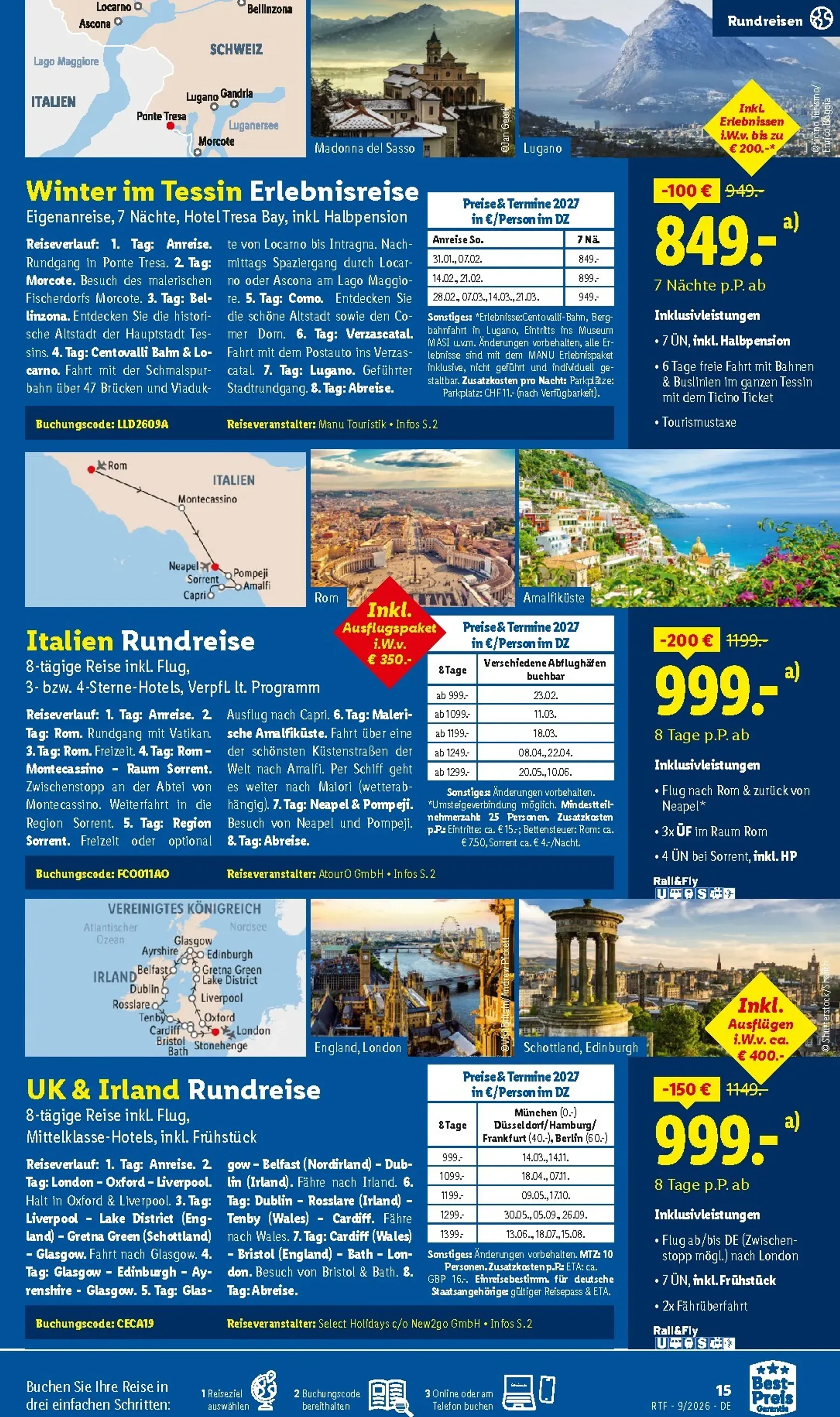 Lidl - Reise Highlights Prospekt – von Samstag 12.09.2026 bis Donnerstag 15.10.2026 von 12. September bis 15. Oktober 2026 - Prospekt seite 15