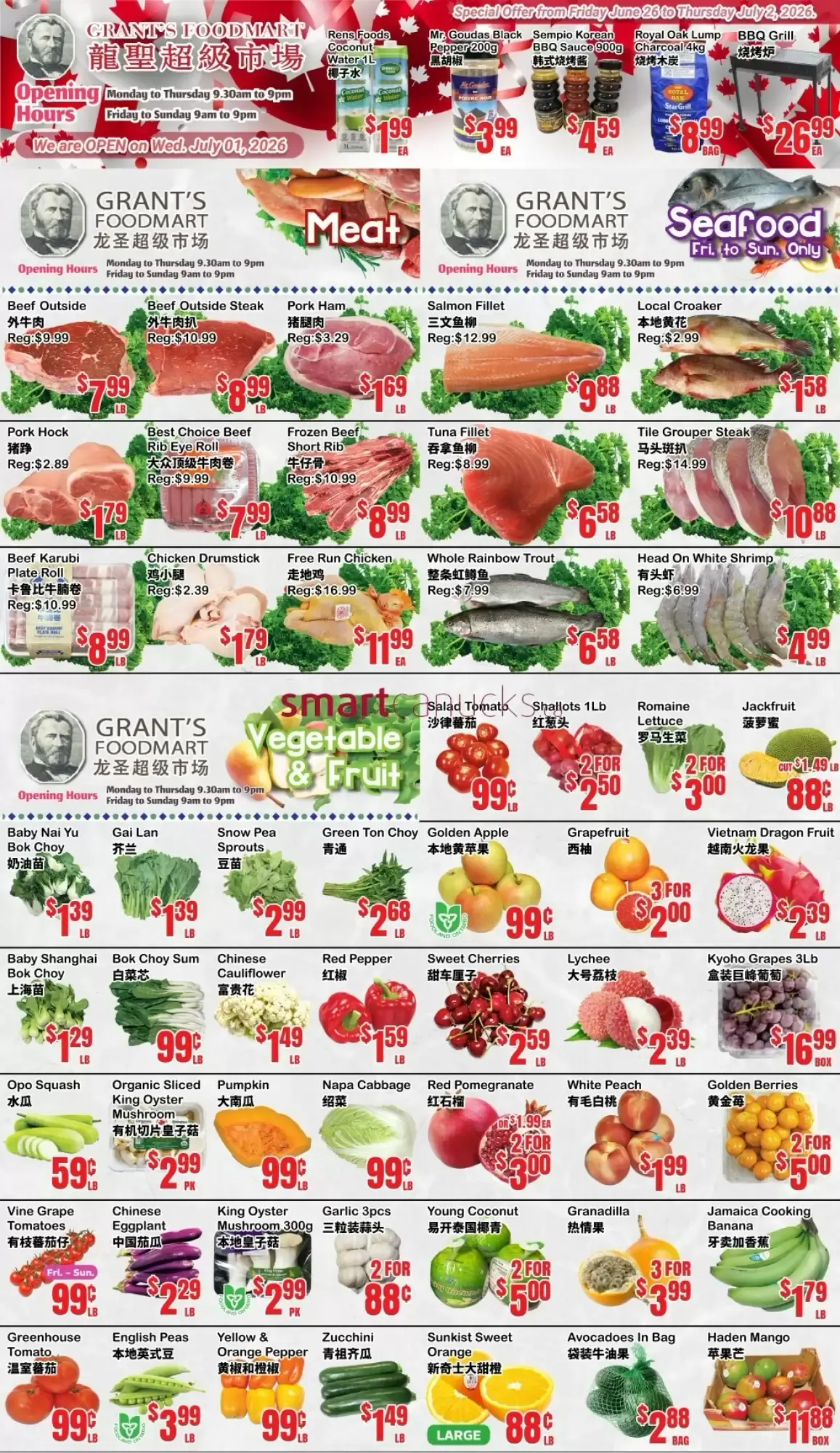 Grant's Foodmart flyer week 26 from June 26 to July 2 2026 - flyer page 1