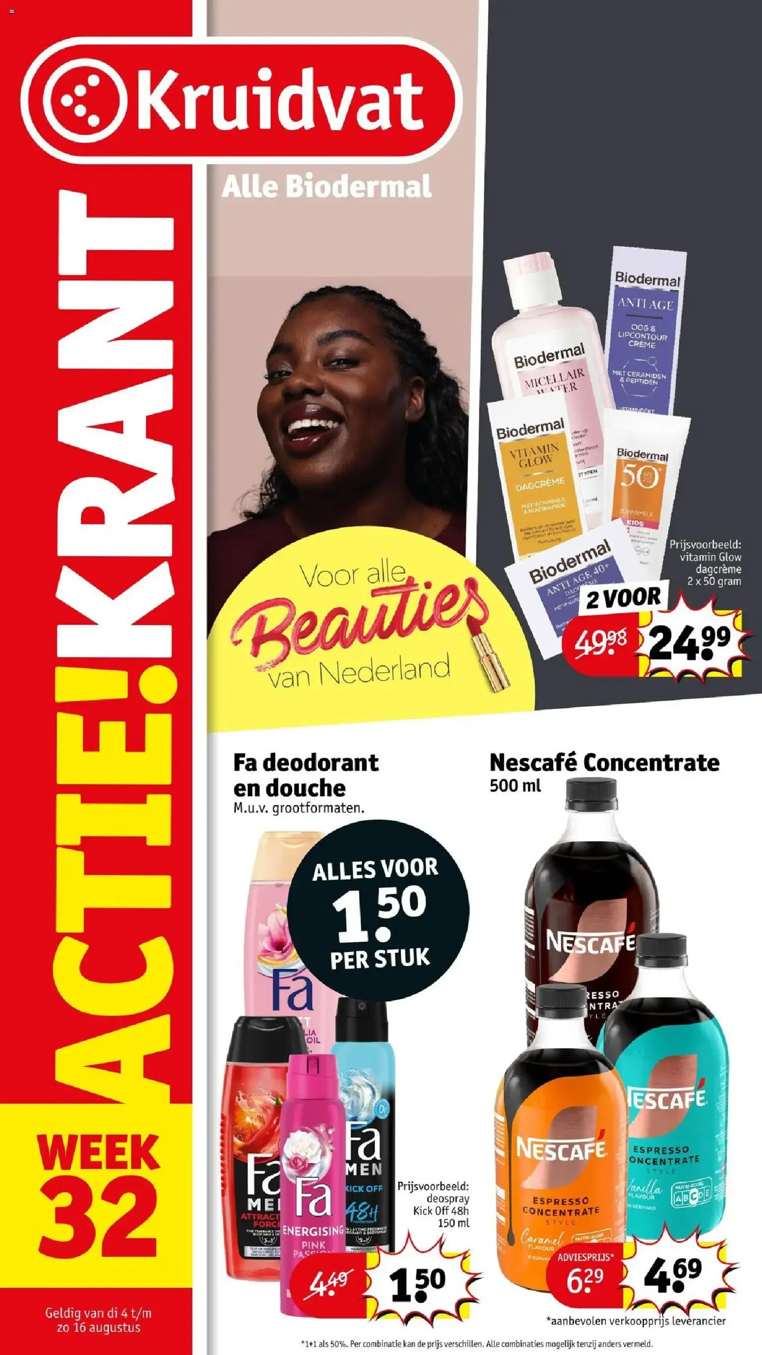 Kruidvat Actie!Krant Week 32 van 4 augustus tot 16 augustus 2026 - Folder pagina 1