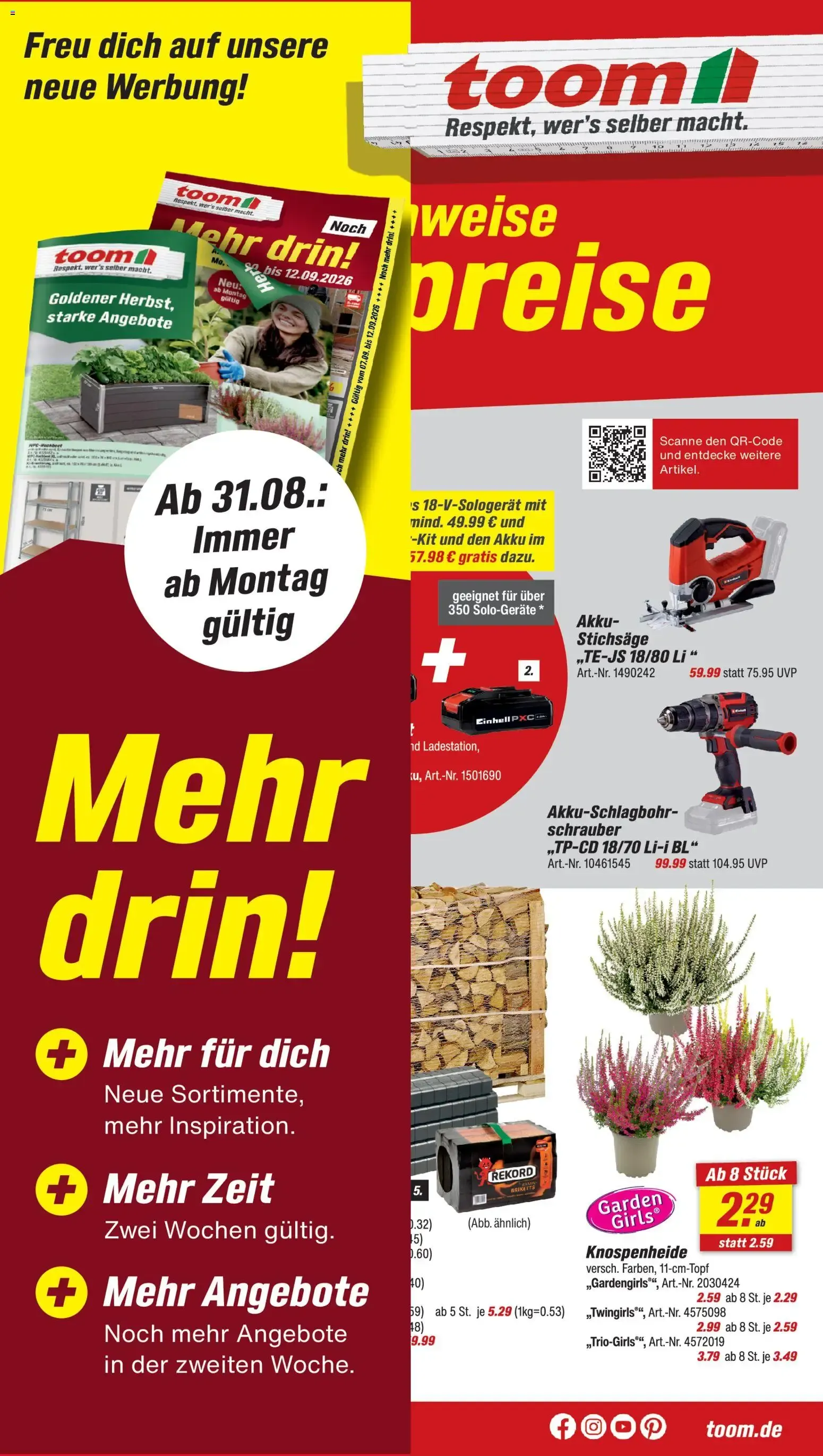 Toom - Mehr drin! Goldener Herbst, starke Angebote von 7. September bis 12. September 2026 - Prospekt seite 1