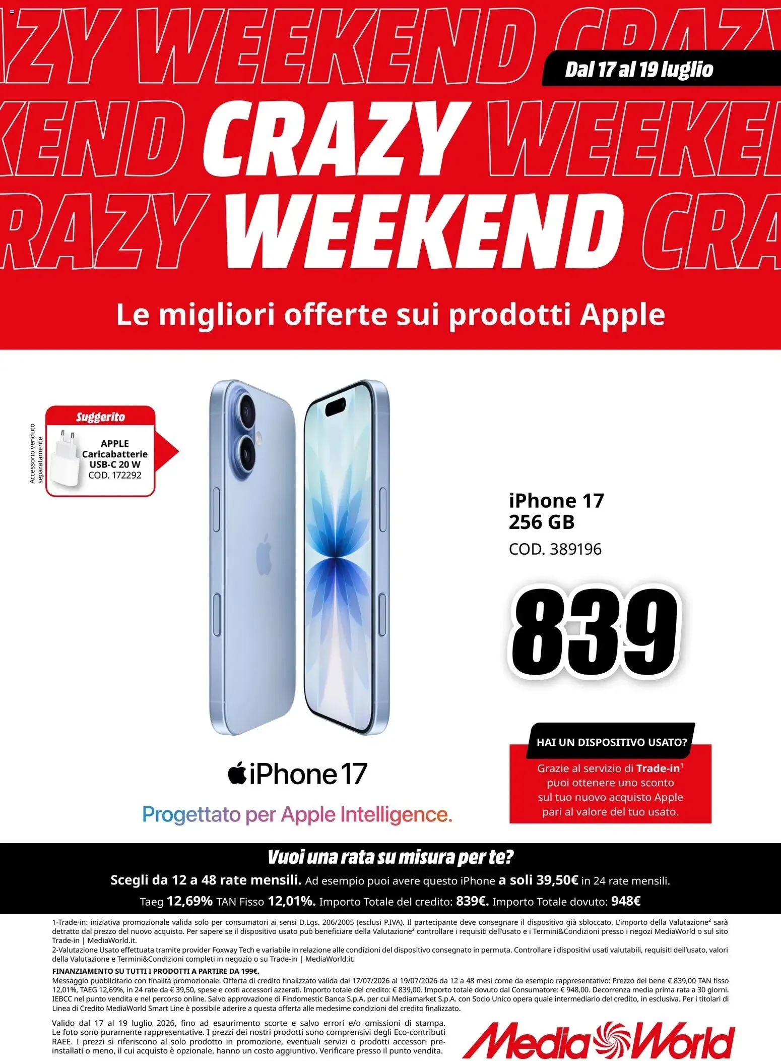 Nuovo Media World volantino Apple dal 17/07/2026 > offerte anteprima 🛍️ da 17 luglio a 19 luglio di 2026 - Pagina del volantino 1
