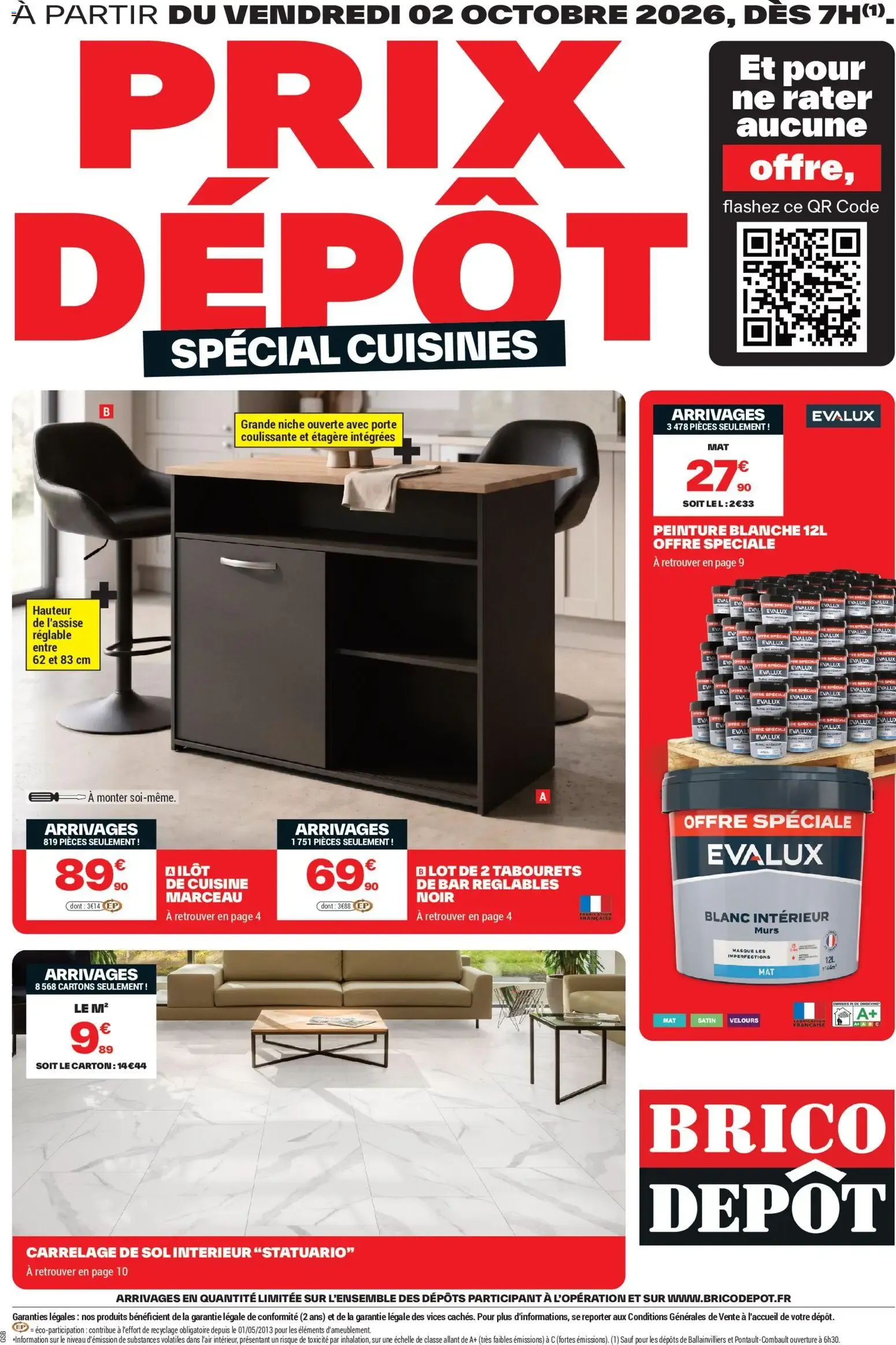 Brico Dépôt - Prix dépôt spécial cuisines à partir du 02/10/2026 - promo en ligne du 2 octobre au 15 octobre 2026 - Catalogue page 1