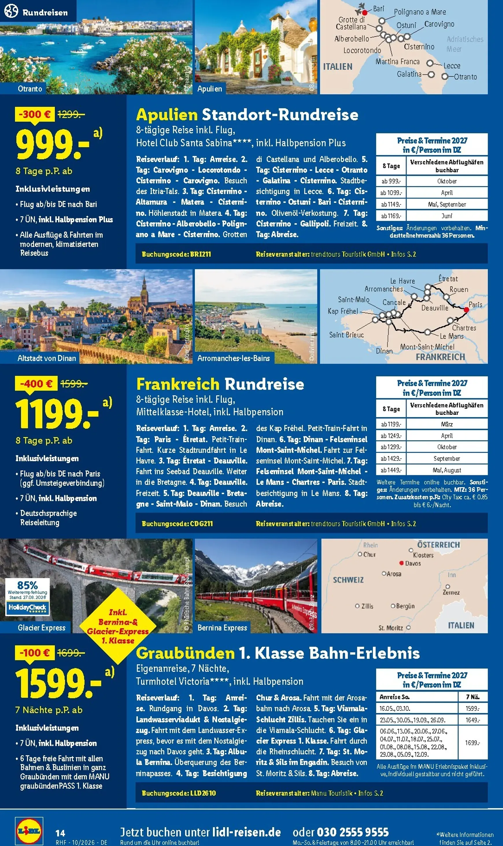 Lidl - Reise-Highlights Prospekt – von Mittwoch 30.09.2026 bis Samstag 31.10.2026 von 30. September bis 31. Oktober 2026 - Prospekt seite 14