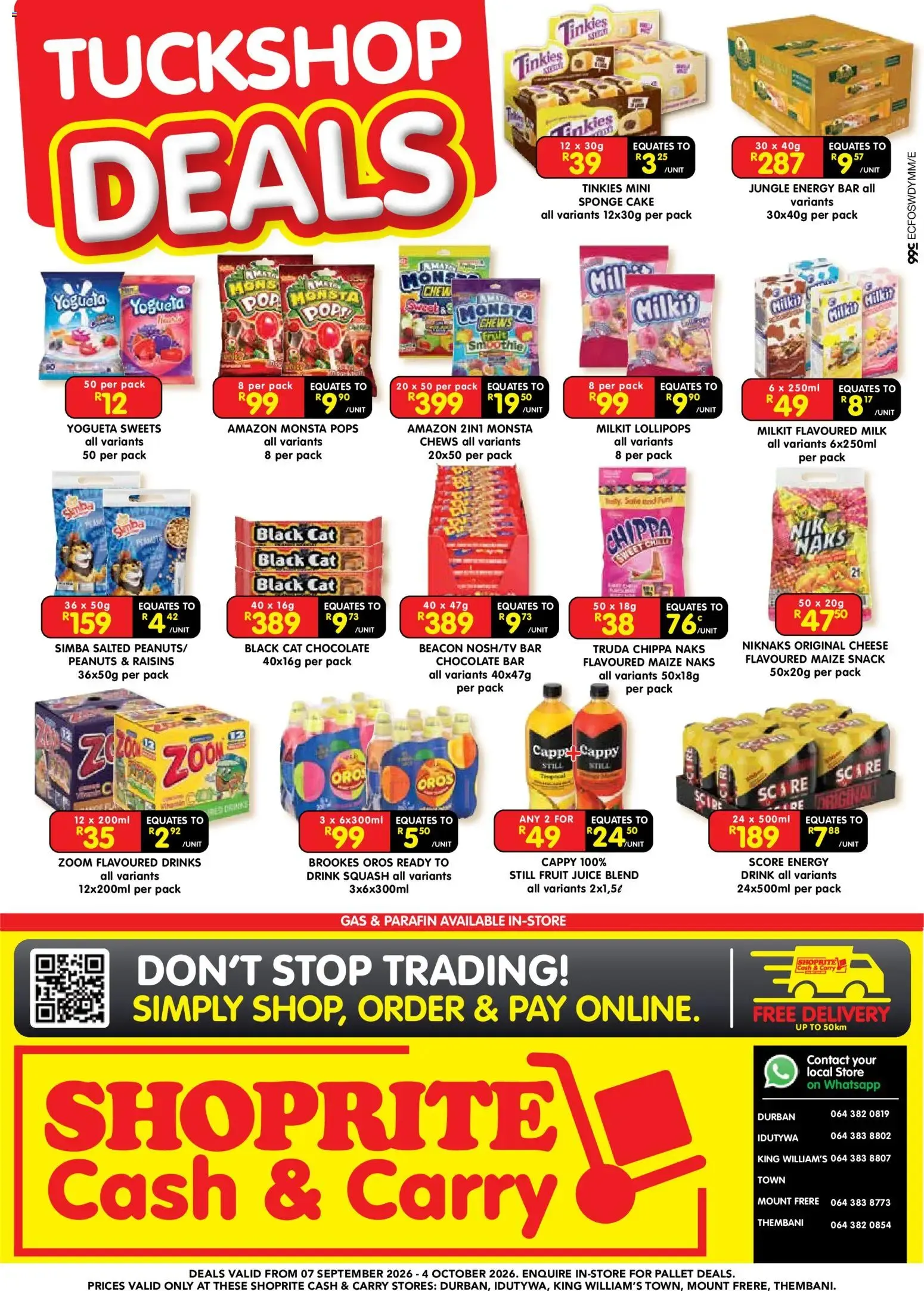 Shoprite - Cash & Carry Tuckshop Deals Durban & Mount Frere (07/09/2026 - 04/10/2026) → Online Catalogue from 7 September to 4 October 2026 - Catalogue Page 1