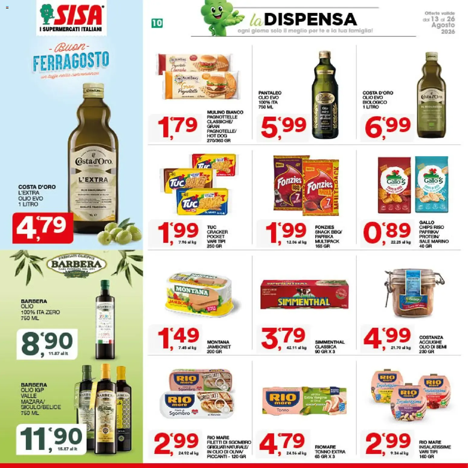 SISA I Supermercati Italiani - Buon Ferragosto da 13 agosto a 26 agosto di 2026 - Pagina del volantino 10