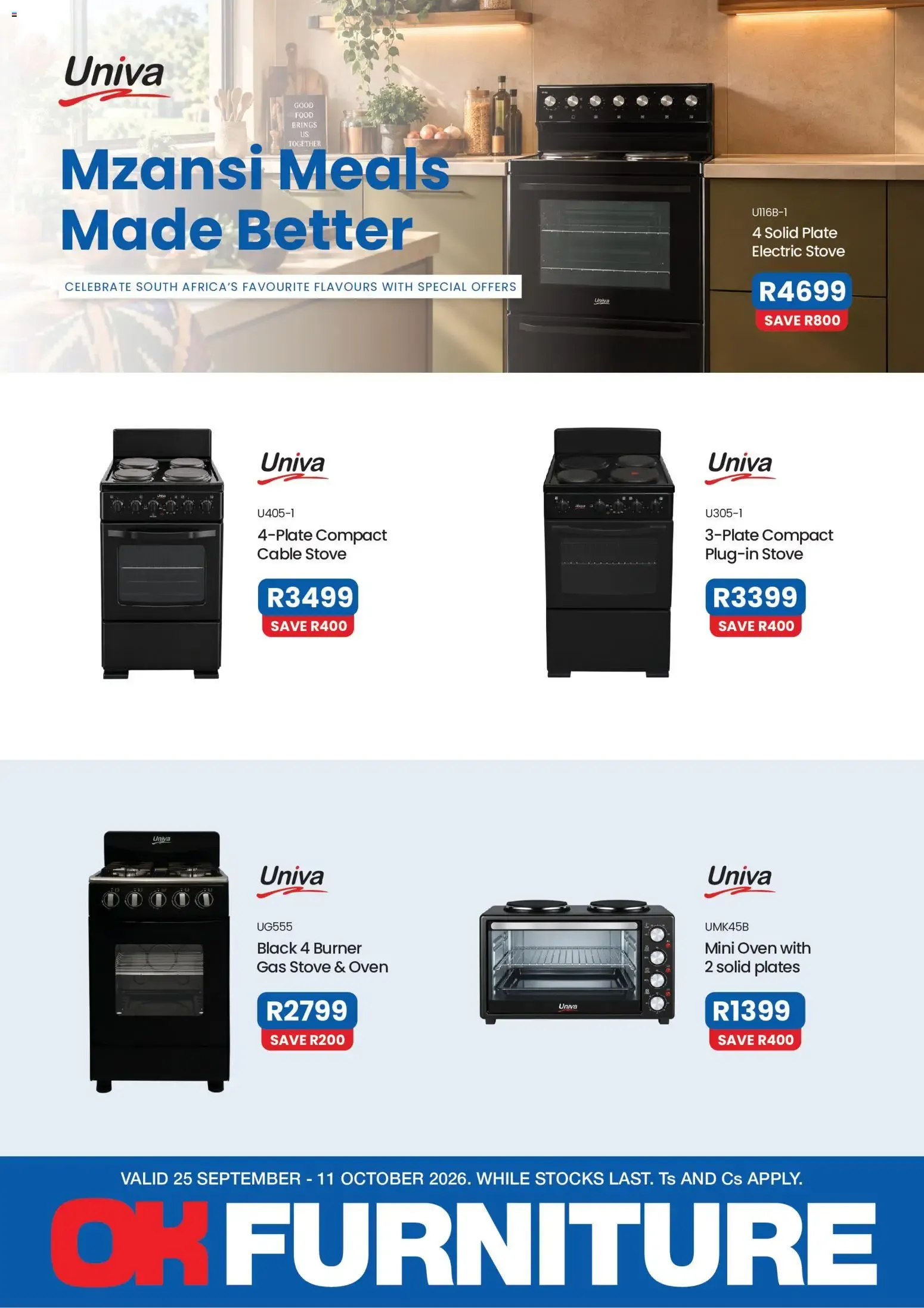 Univa Mzansi Meals Made Better - OK Furniture from 25 September to 11 October 2026 - Catalogue Page 1