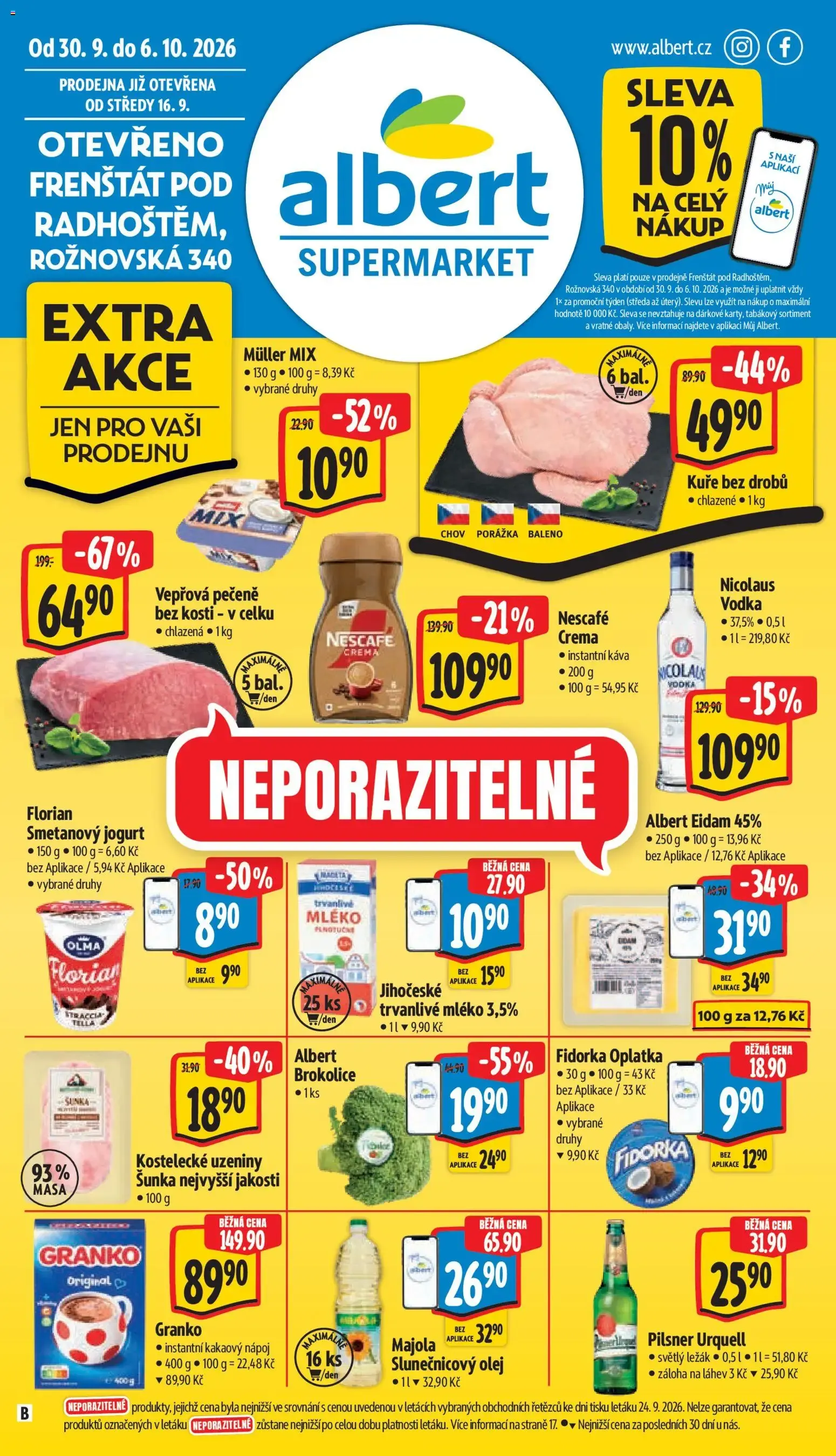 Albert leták - Supermarket Frenštát pod Radhoštěm od 30.09.2026 - Akční leták - 30. září 6. října 2026 - Page 1