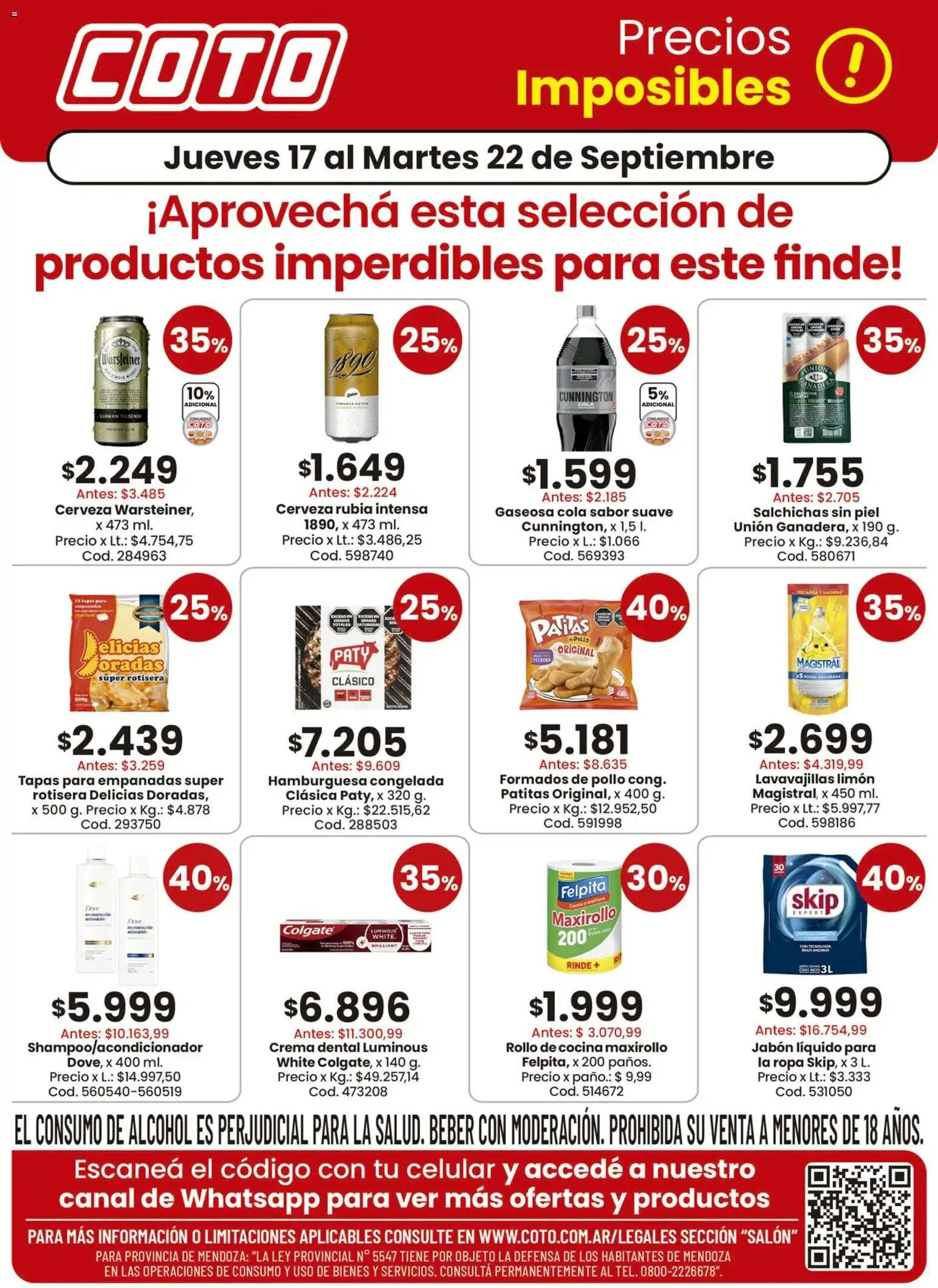 Ofertas de COTO Precios Imposibles 17 de septiembre al 22 de septiembre 2026 - Página 1 del catálogo
