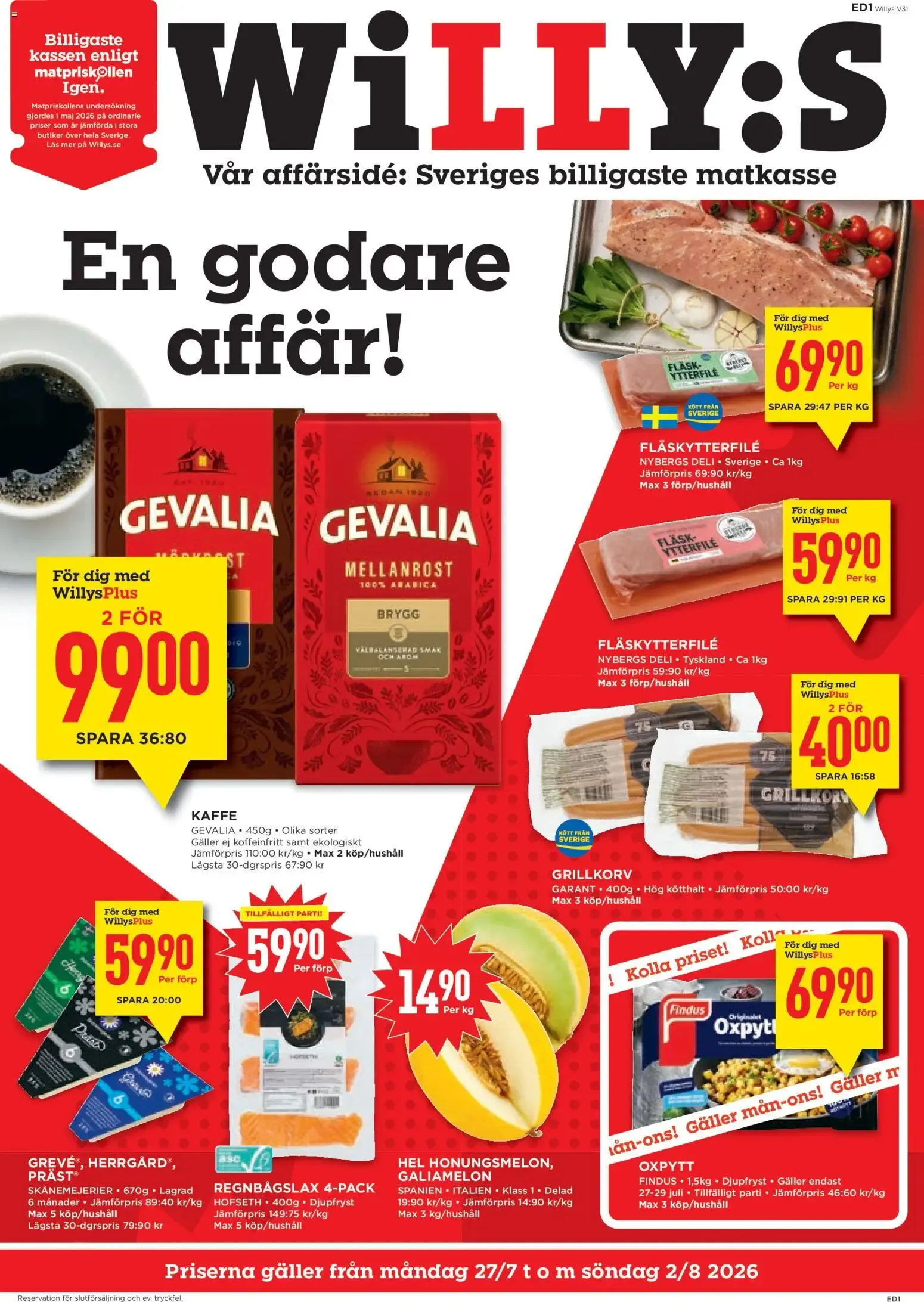 Willys erbjudanden från 27/07/2026 - 02/08/2026 > Reklamblad nuvarande rabatter