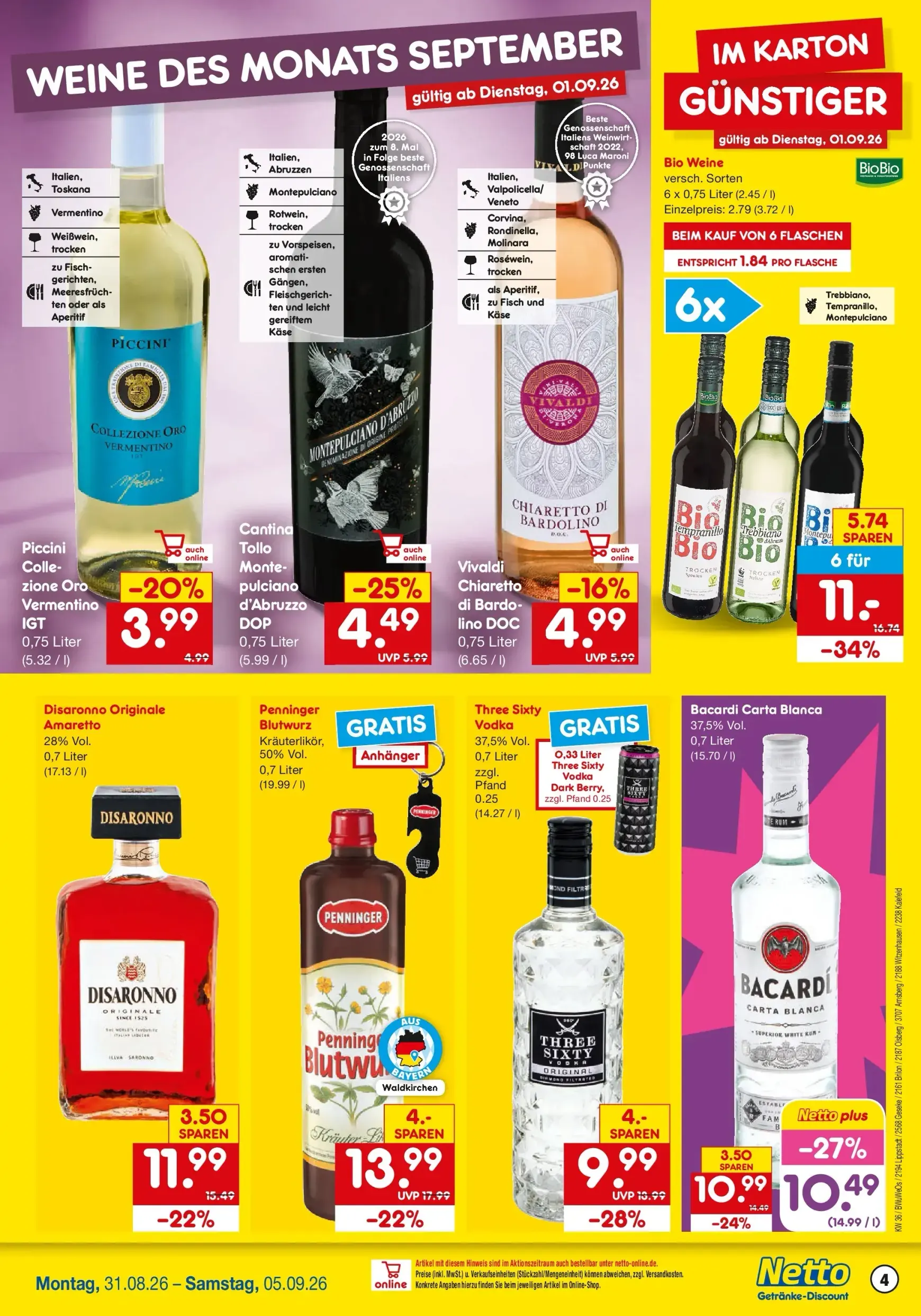 Netto Marken Discount - Lippstadt, Geseke, Brilon, Olsberg, Arnsberg, Witzenhausen, Kalefeld Prospekt – von Montag 31.08.2026 bis Samstag 05.09.2026 von 31. August bis 5. September 2026 - Prospekt seite 4