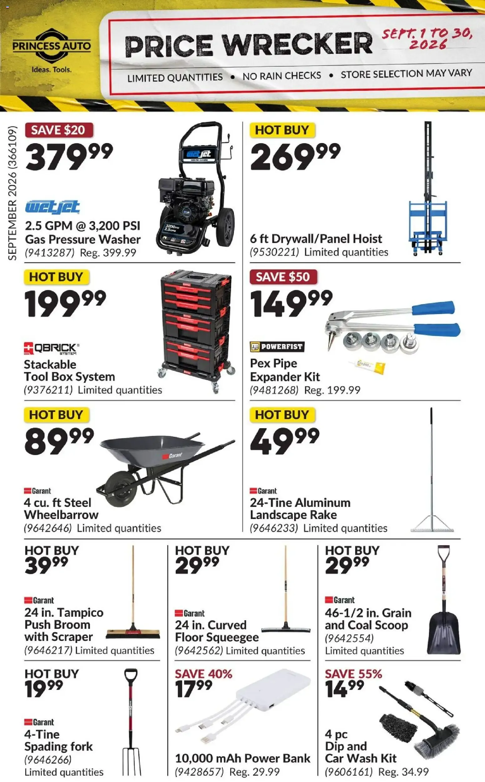 Princess Auto flyer- Price Wrecker from Sep 1, 2026 > weekly specials & deals from September 1 to September 30 2026 - flyer page 1