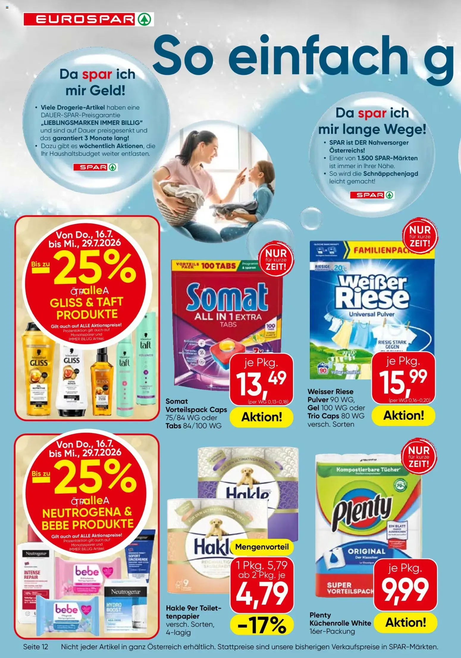 Eurospar Flugblatt von 16.07.2026 - Aktuelle Angebote von 16. Juli bis 29. Juli 2026 - Flugblätt seite  12