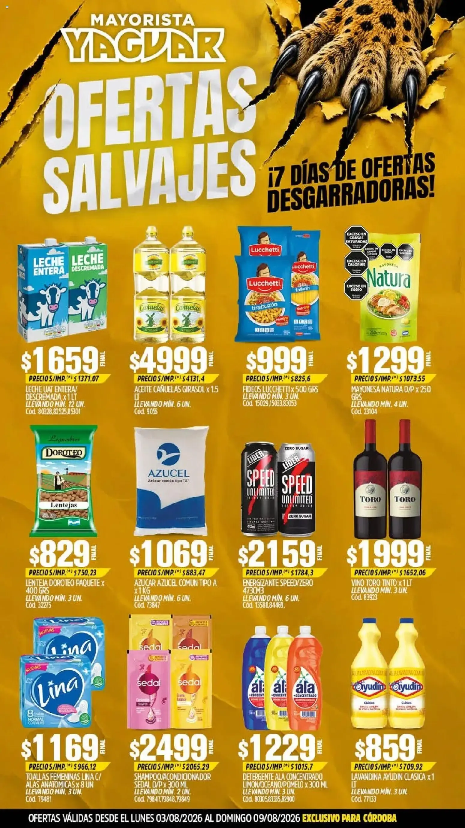 Ofertas de Yaguar - Oferta Semanal Córdoba del 03/08/2026 - 09/08/2026 3 de agosto al 9 de agosto 2026 - Página 1 del catálogo