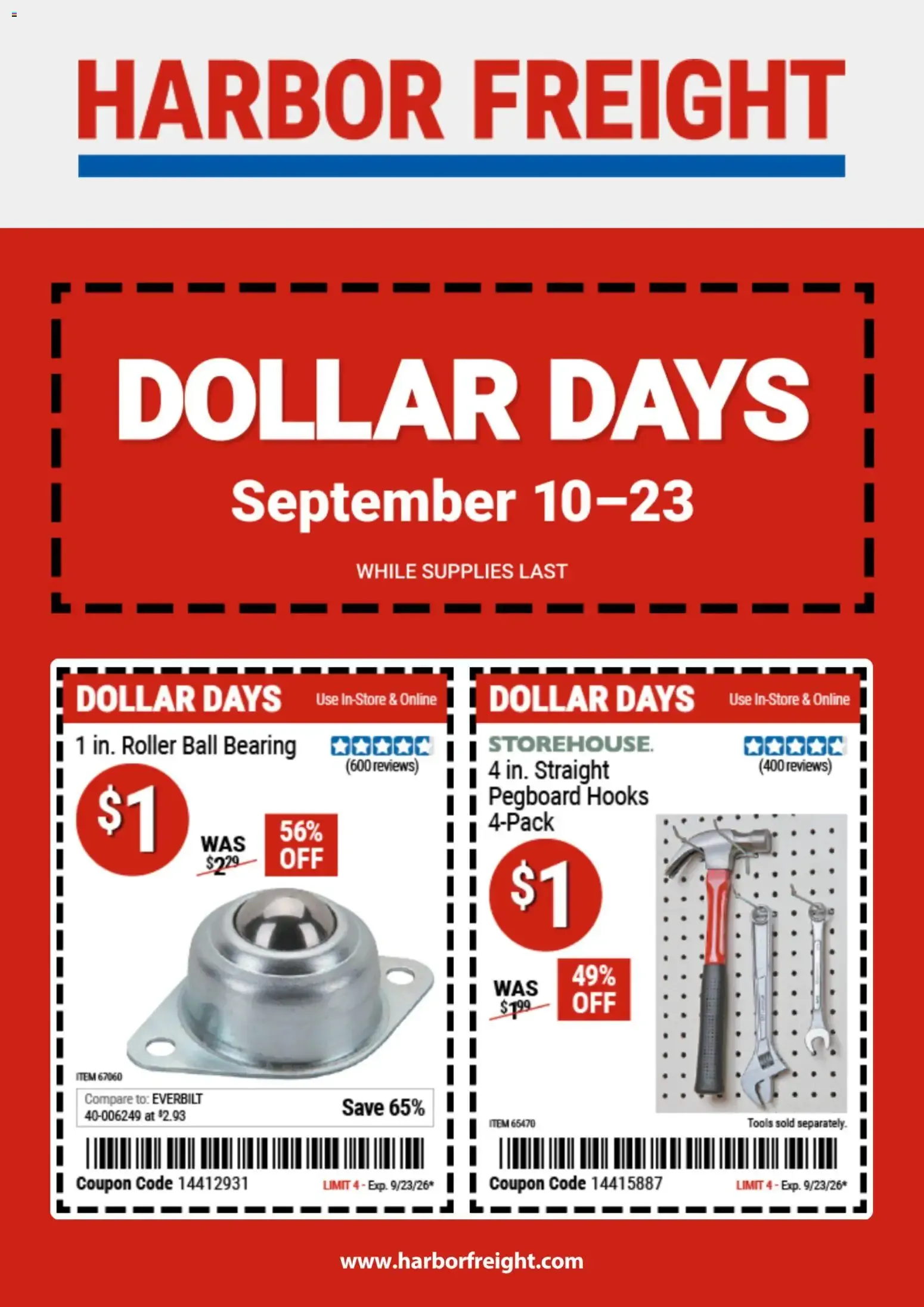 Harbor Freight Dollar Days