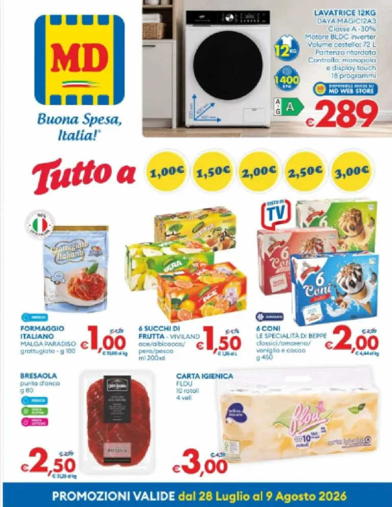 Volantino attuale di MD valido dal martedì 28/07/2026 al domenica 09/08/2026