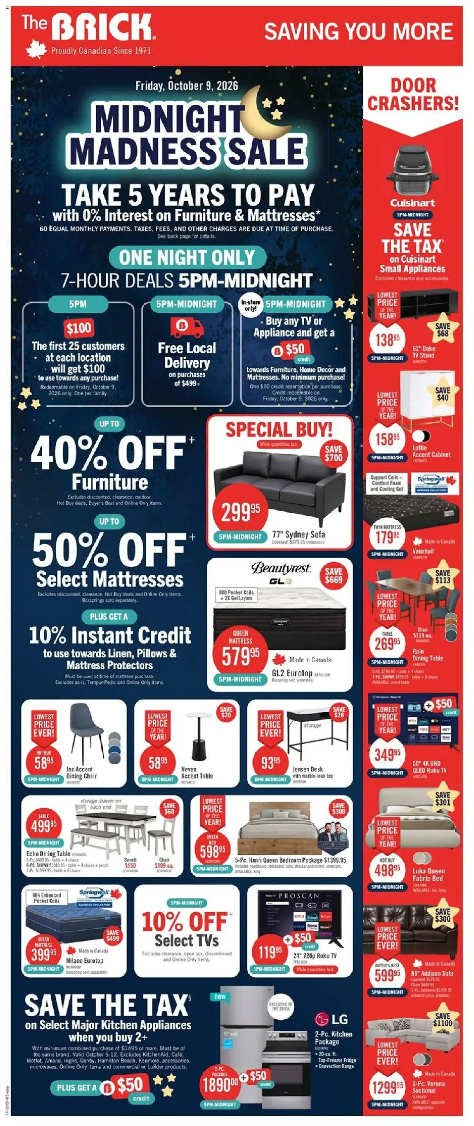 The Brick - Midnight Madness Sale from October 9 to October 12 2026 - flyer page 1