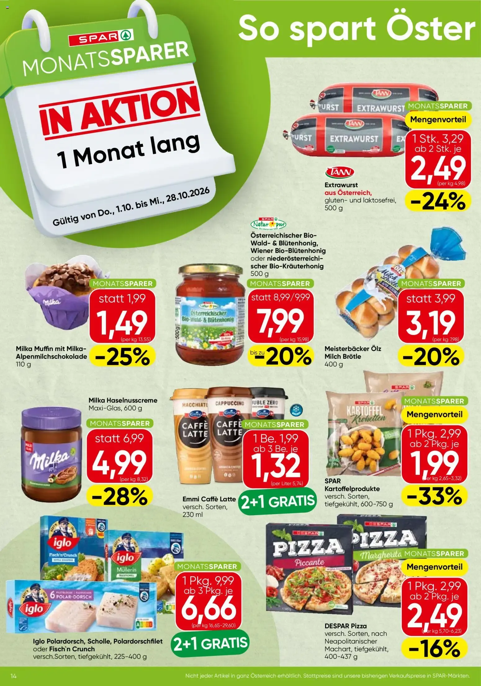 Spar Broschüre (01.10.2026) - Angebote und Prospekt von 1. Oktober bis 7. Oktober 2026 - Flugblätt seite 14